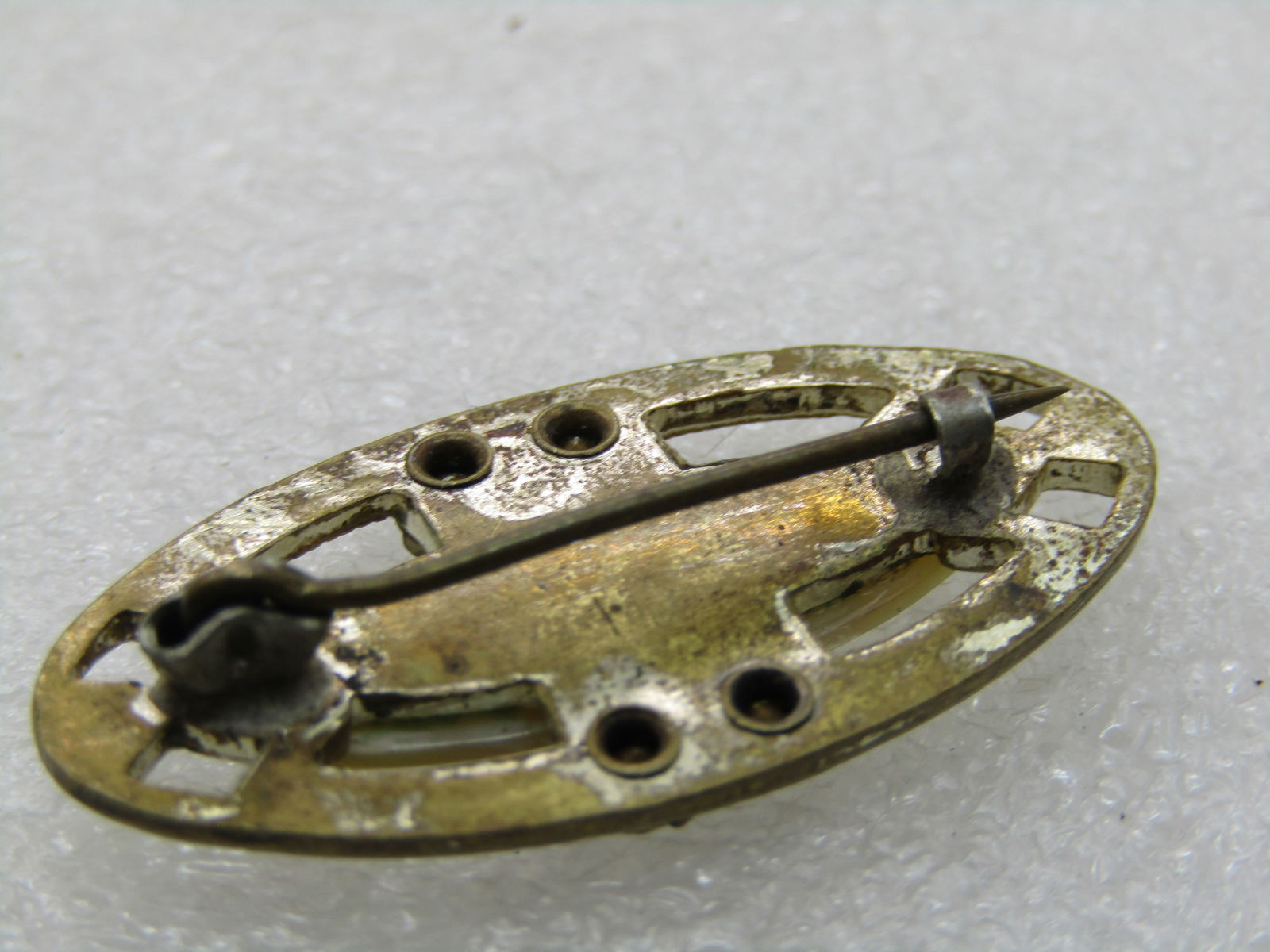 Vintage MOP Rhinestone Brooch, 1930's-1940's - 4