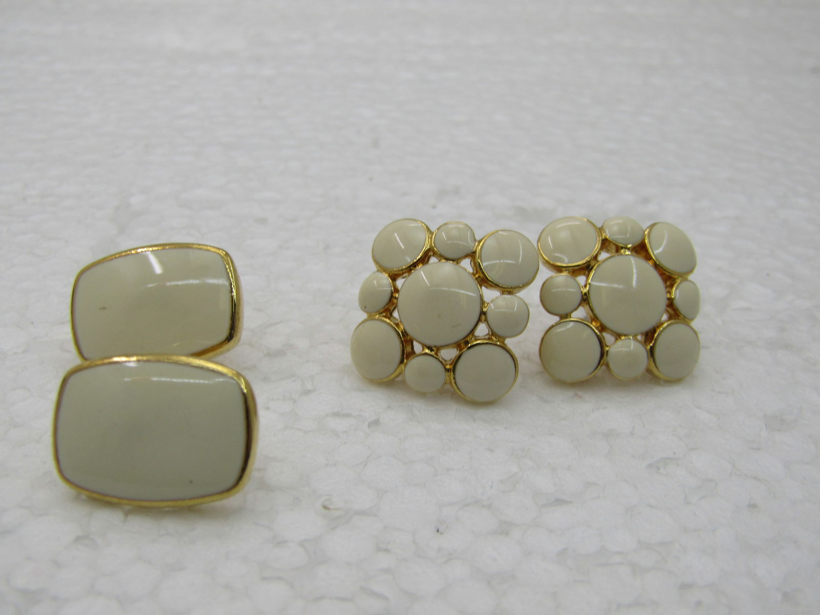 Vintage Napier Faux Pearl Brooch, Piereced Earrings with Extra Earrings, Gold Tone - 2