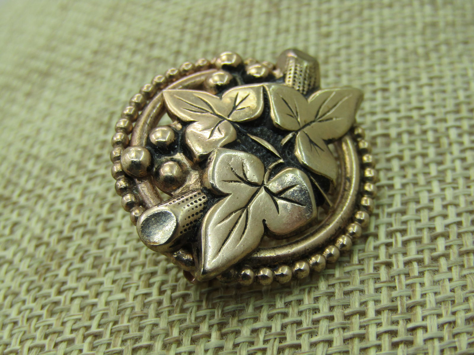 Art Nouveu Leaf Brooch, 10kt G.F. Two-Tone, Yellow & Rose Gold, 1-1/8" - 2