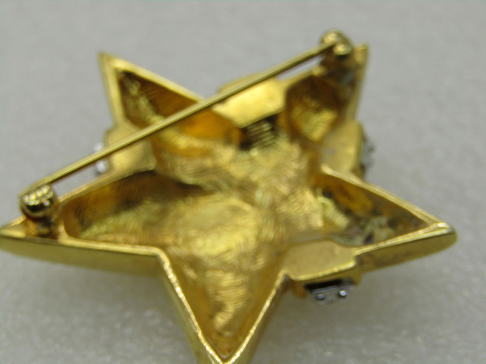 Vintage Joan Rivers Two Tone Star Brooch, CZ/Rhinestones 2" - 6