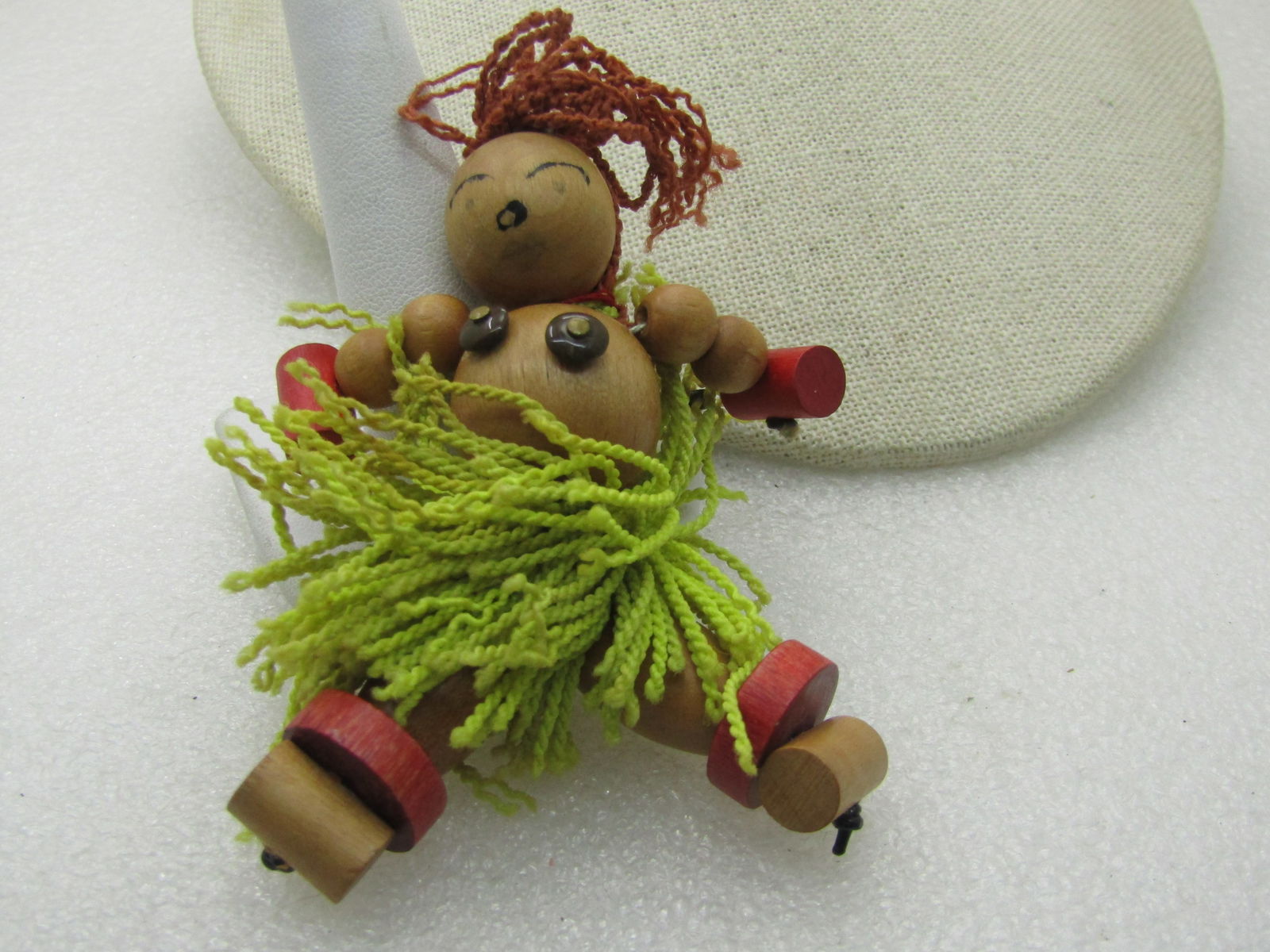 Vintage Wooden Island Hula Girl Doll Brooch, Hand Made - 2