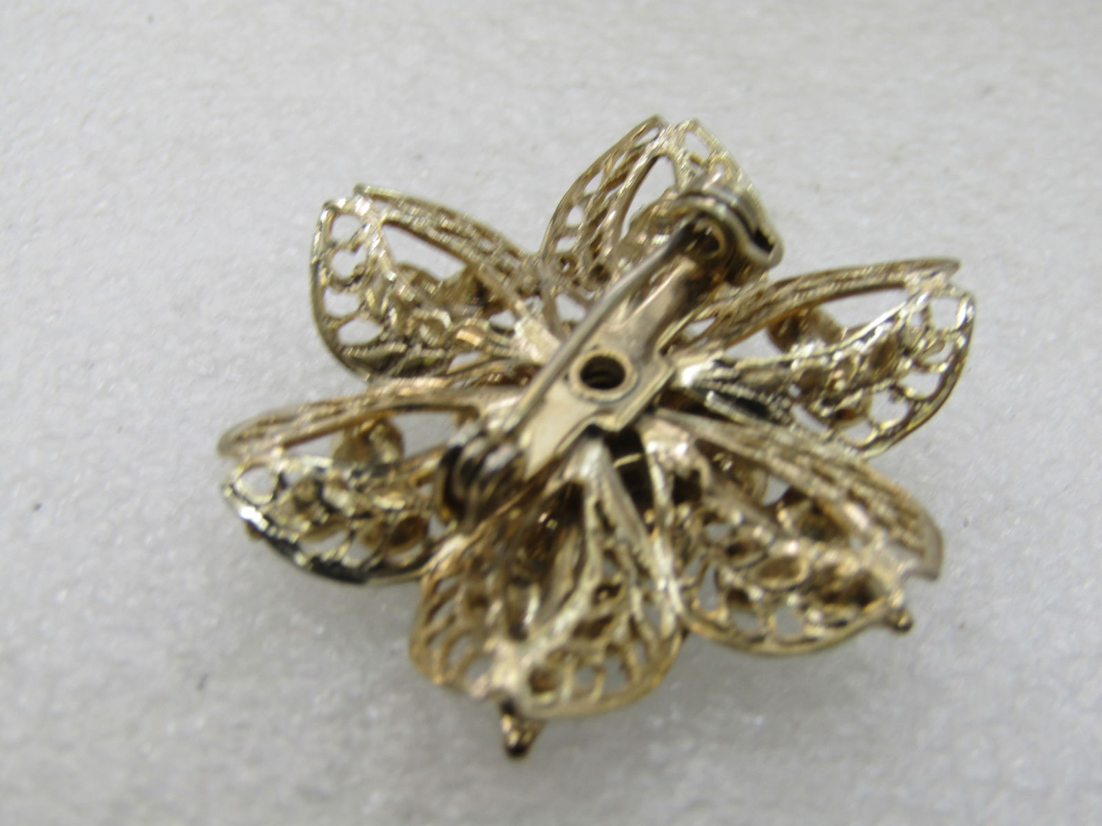 Vintage Blue Tiered Blossom Brooch, Filigree, 1950's-1960's - 7