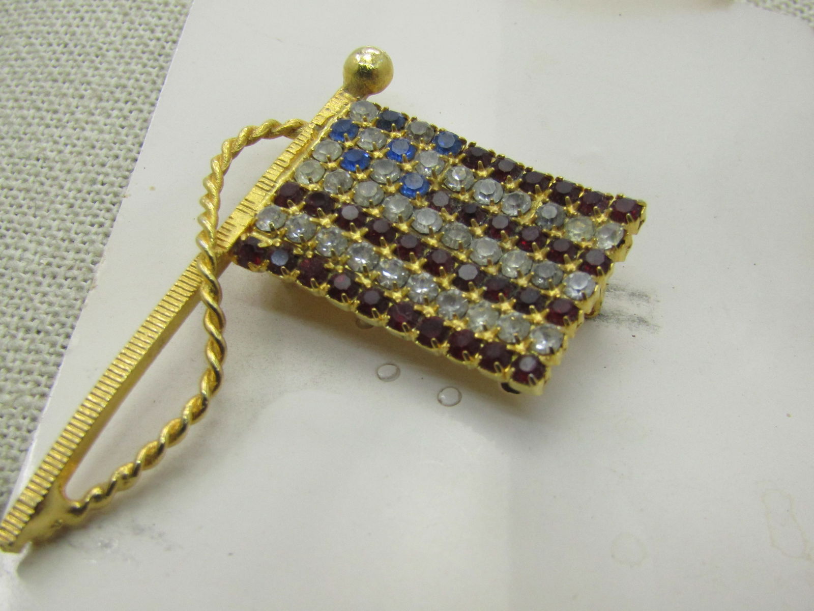 Vintage Red Rhinestone Heart Brooch inside Heaert Frame, 1960's , 1-1/8" - 2