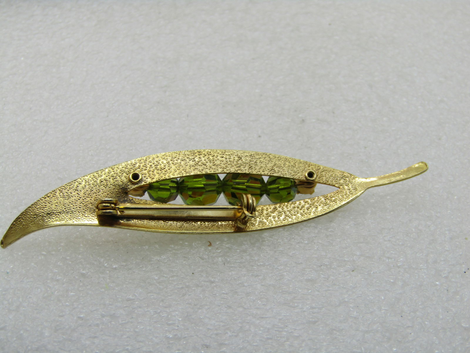 Vintage Aurora Borealis Beaded Leaf Brooch, 3.25" - 6