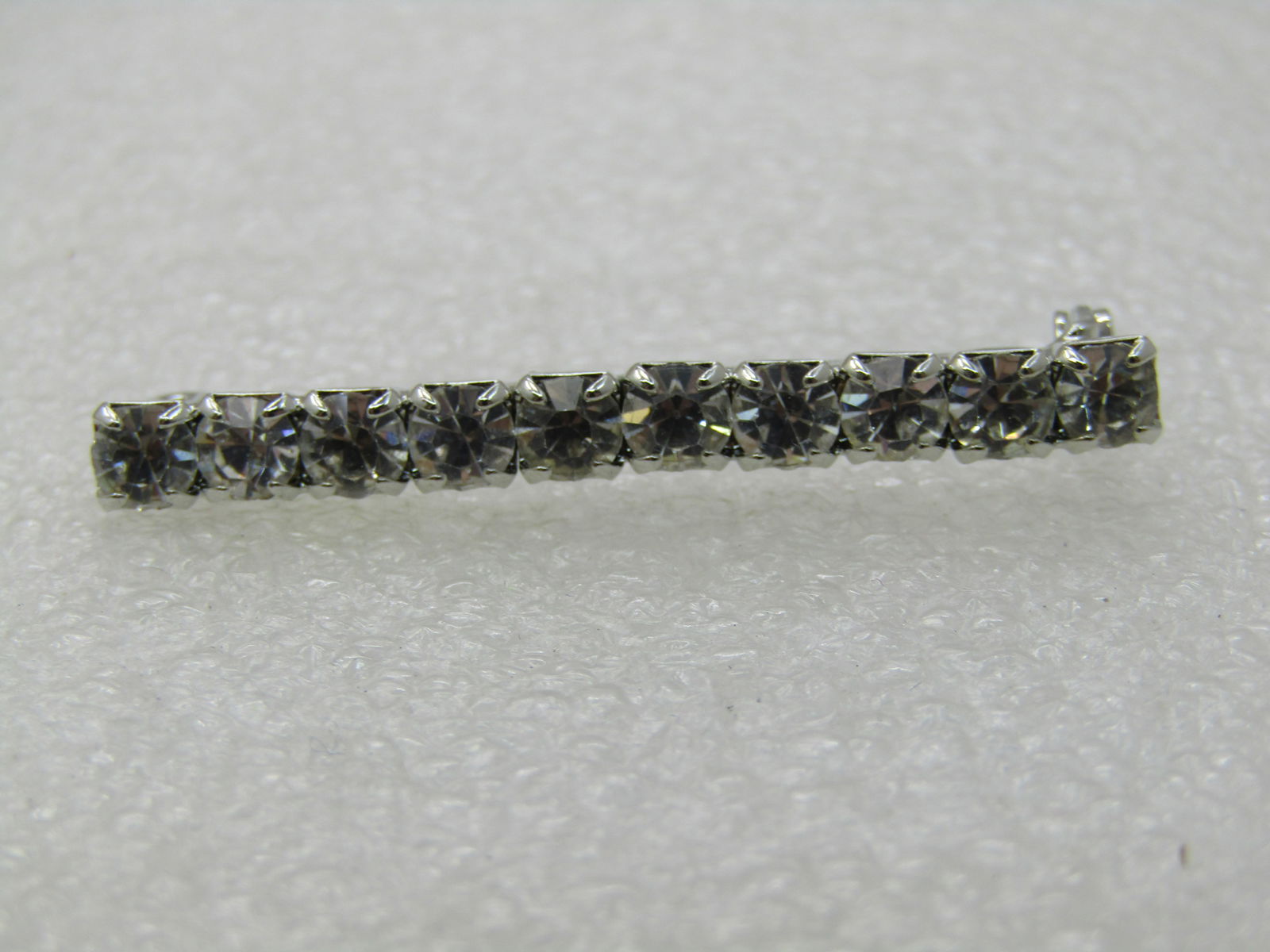 Vintage Rhinestone Bar Brooch, 1-5/8" long, 4mm Tall - 3
