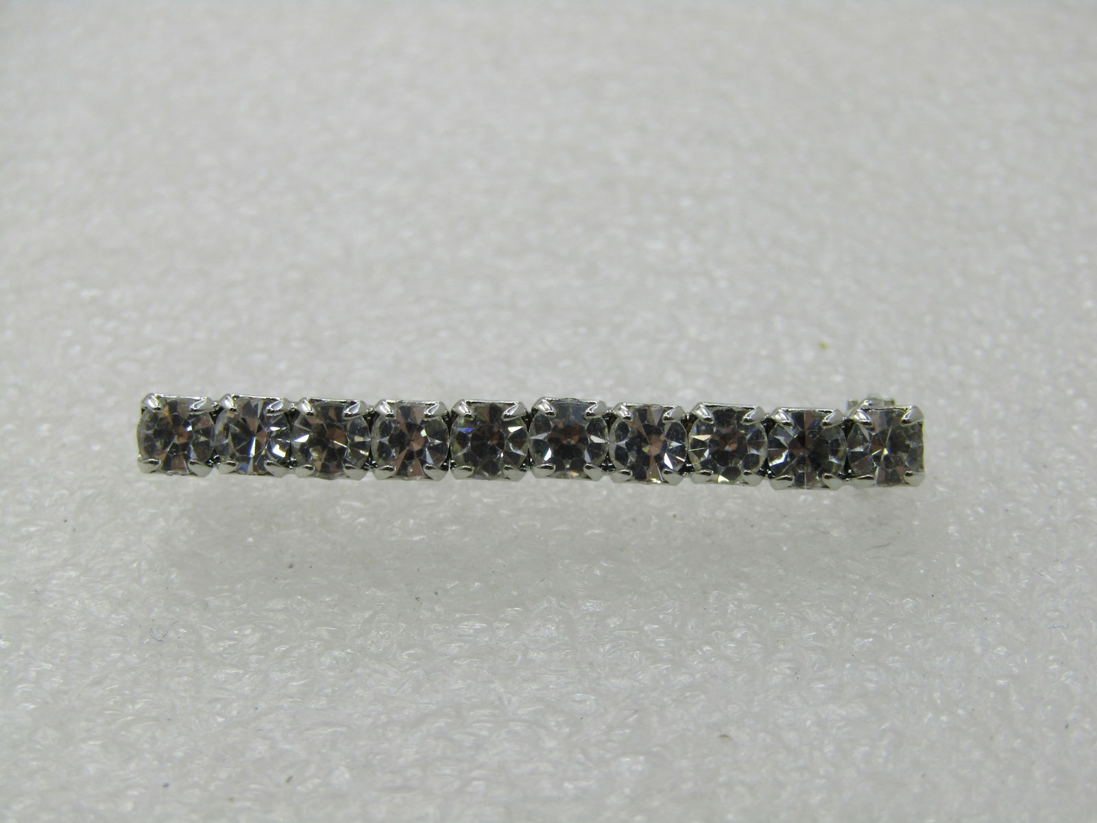 Vintage Rhinestone Bar Brooch, 1-5/8" long, 4mm Tall - 5