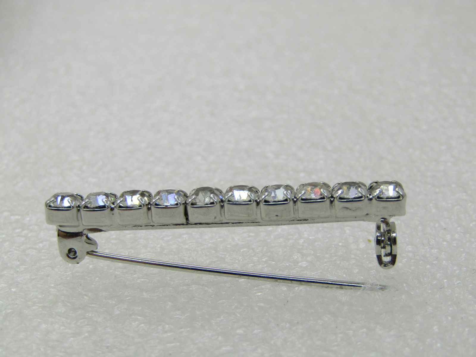 Vintage Rhinestone Bar Brooch, 1-5/8" long, 4mm Tall - 6