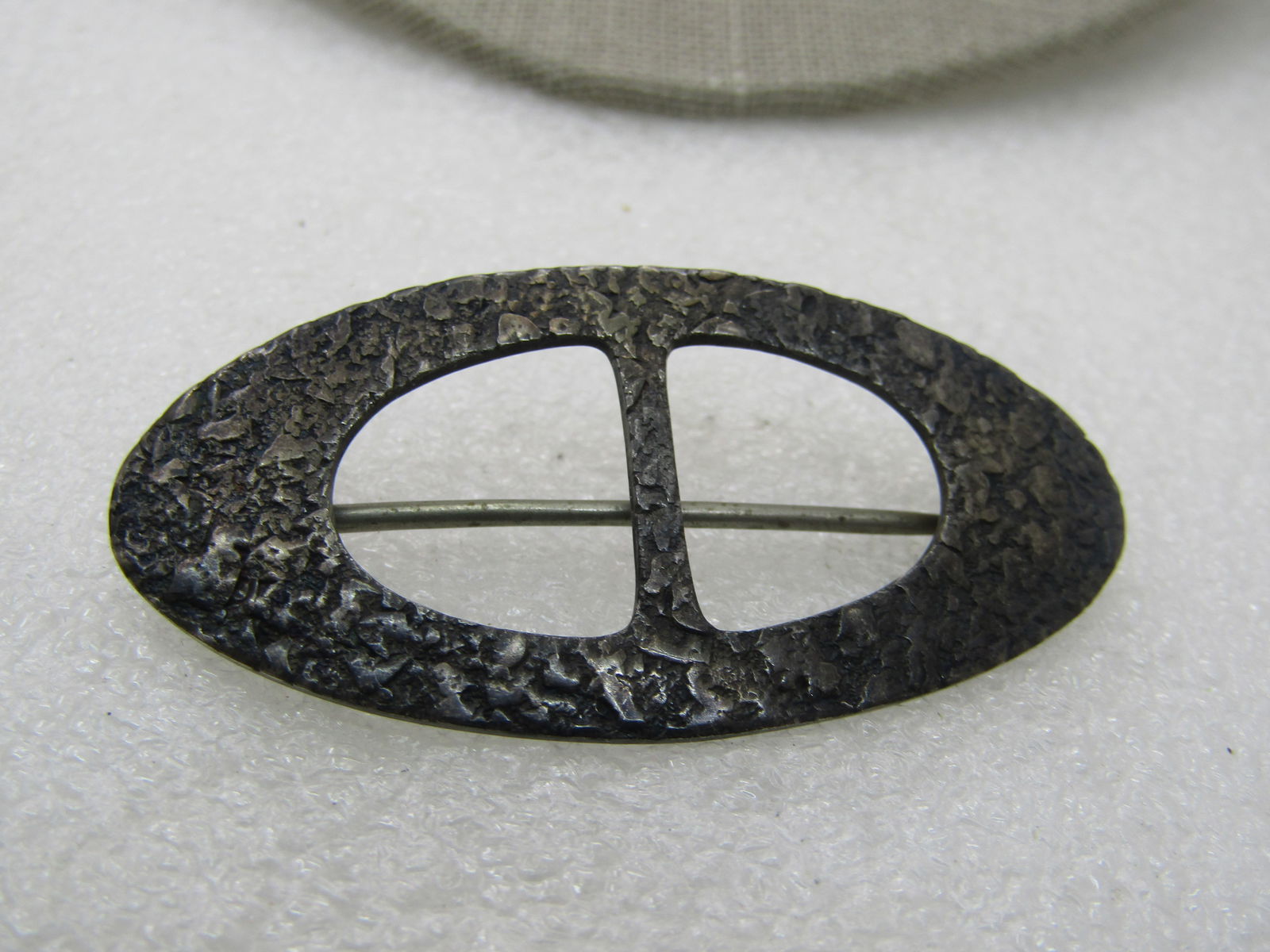 Vintage Early 1900's Sterling Hammered Brooch, European Marks, 2.25" - 2