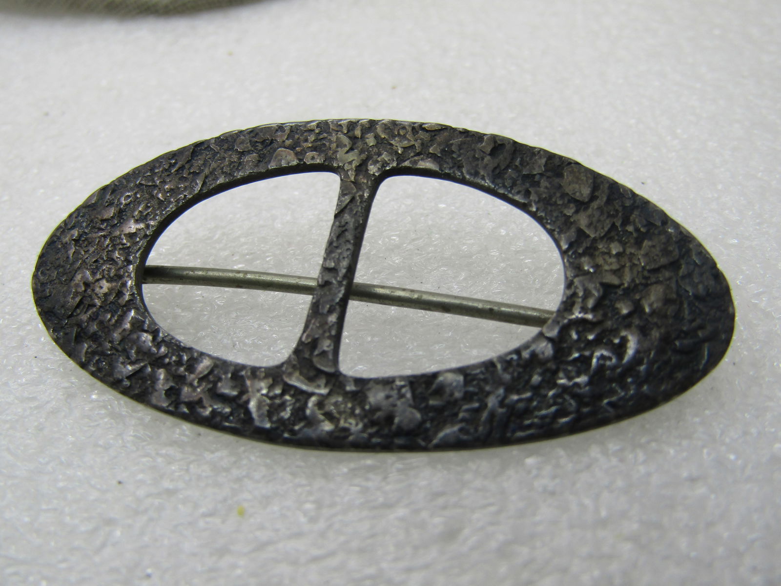 Vintage Early 1900's Sterling Hammered Brooch, European Marks, 2.25" - 3