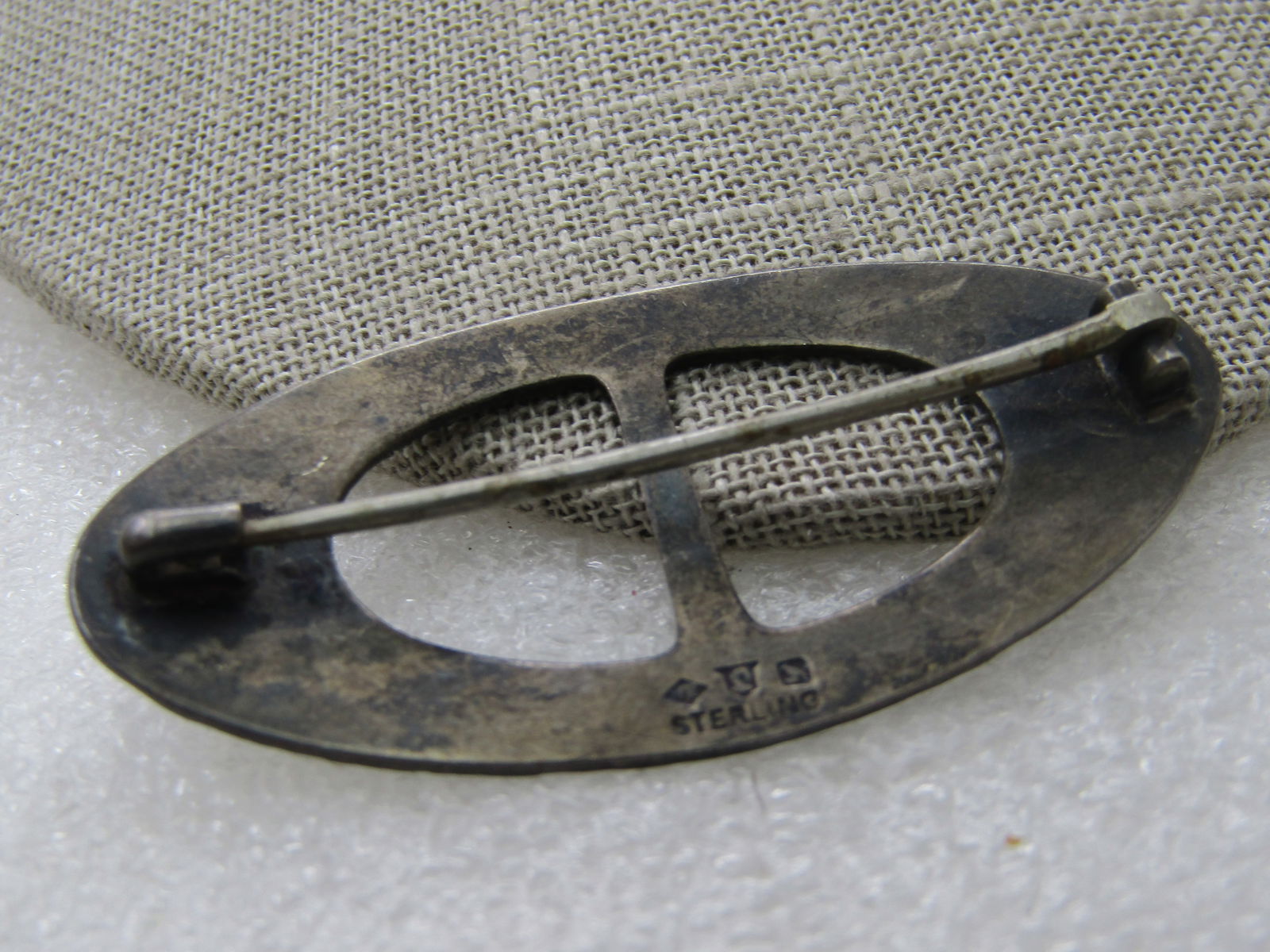 Vintage Early 1900's Sterling Hammered Brooch, European Marks, 2.25" - 5