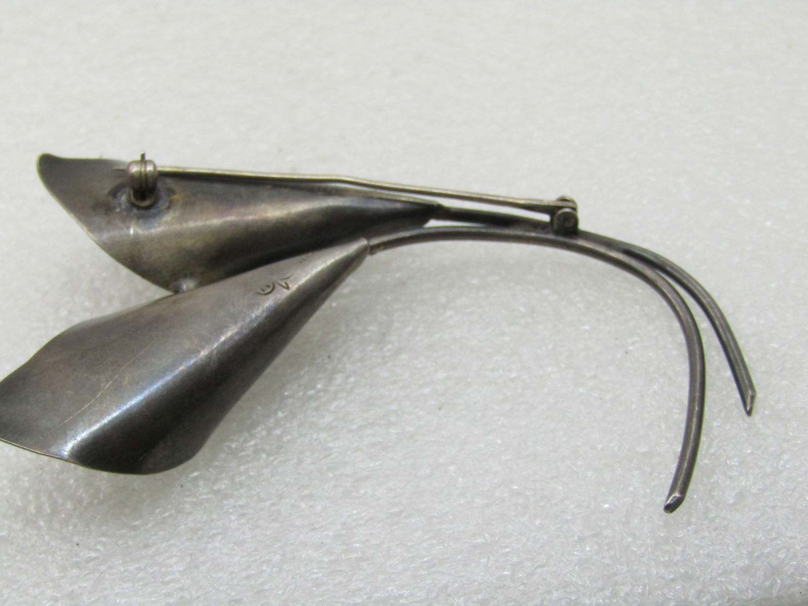 Vintage Stuart Nye Calla Lilies Brooch, 3", Double Stem - 5