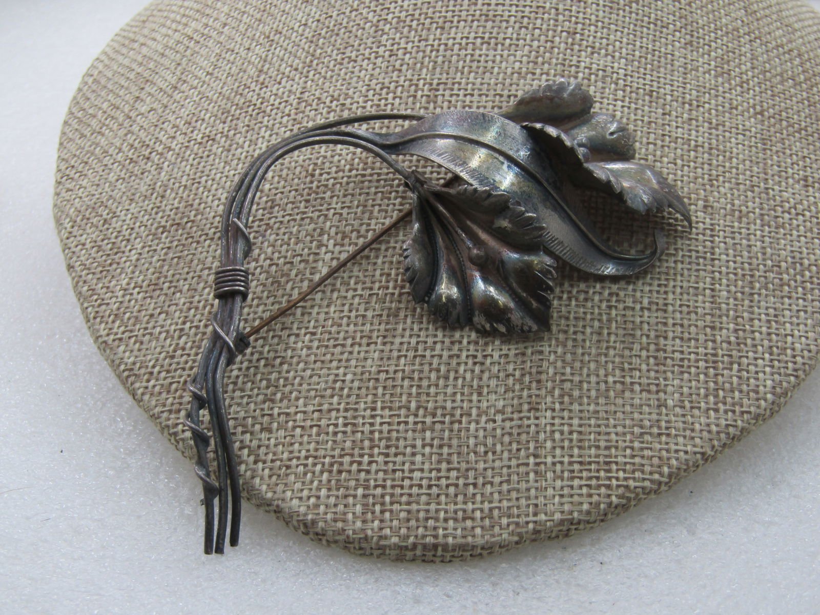 Vintage Sterling Floral Lily Brooch, 4", 1940's - 2
