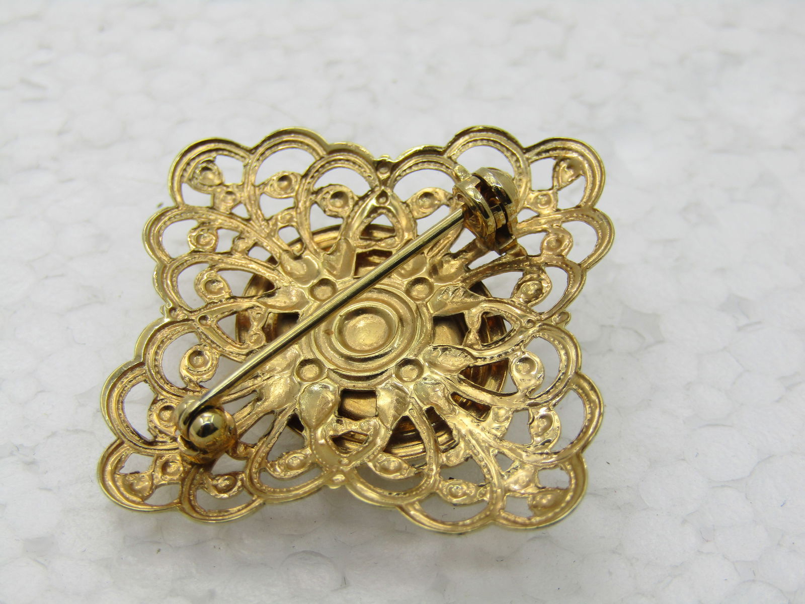 Vintage Faux Pearl Filigree Brooch, 1980's, 1.5" - 5