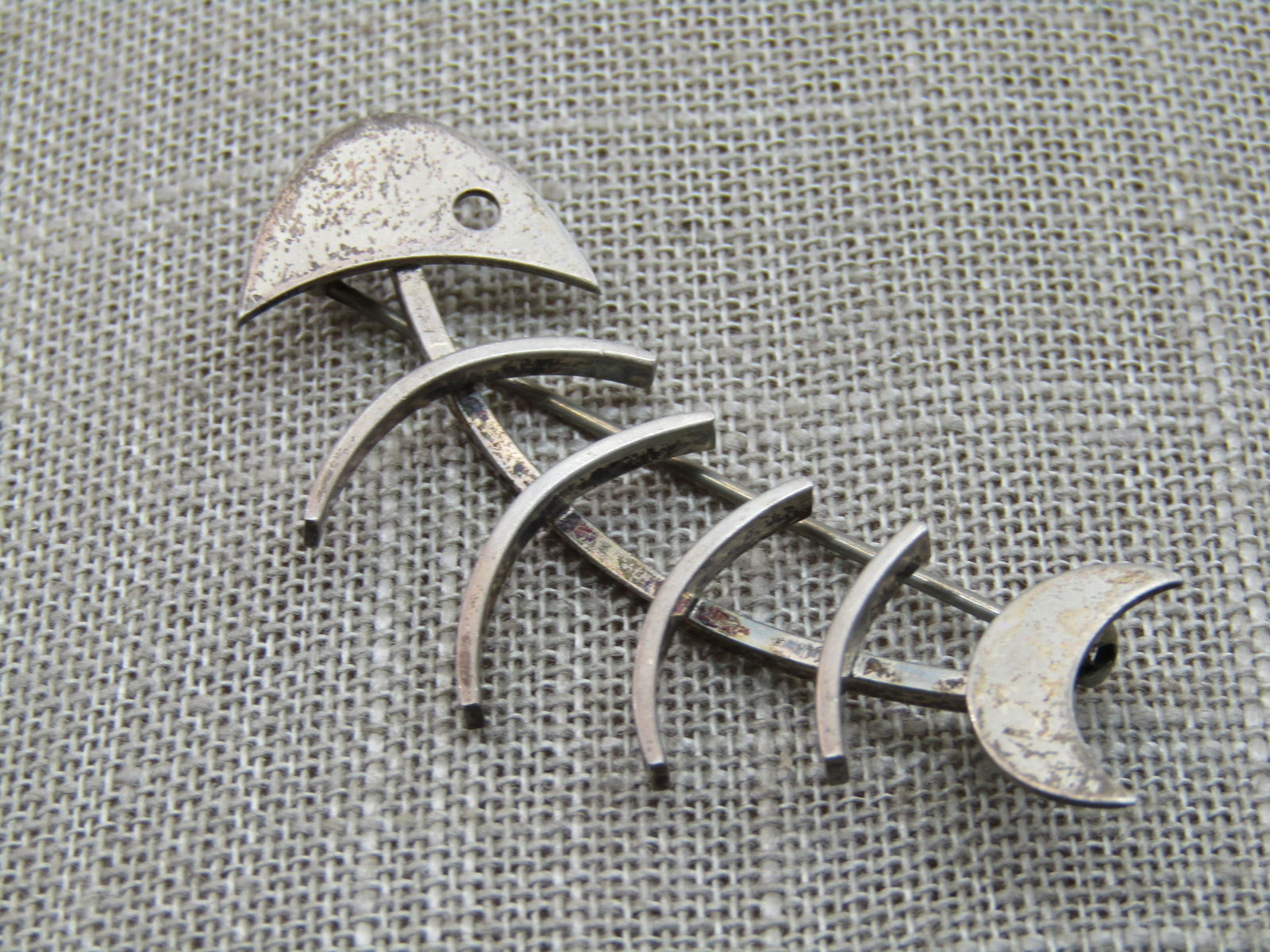 Vintage Beau Sterling Fish Skeleton Brooch, 1960's, 2.25" - 2