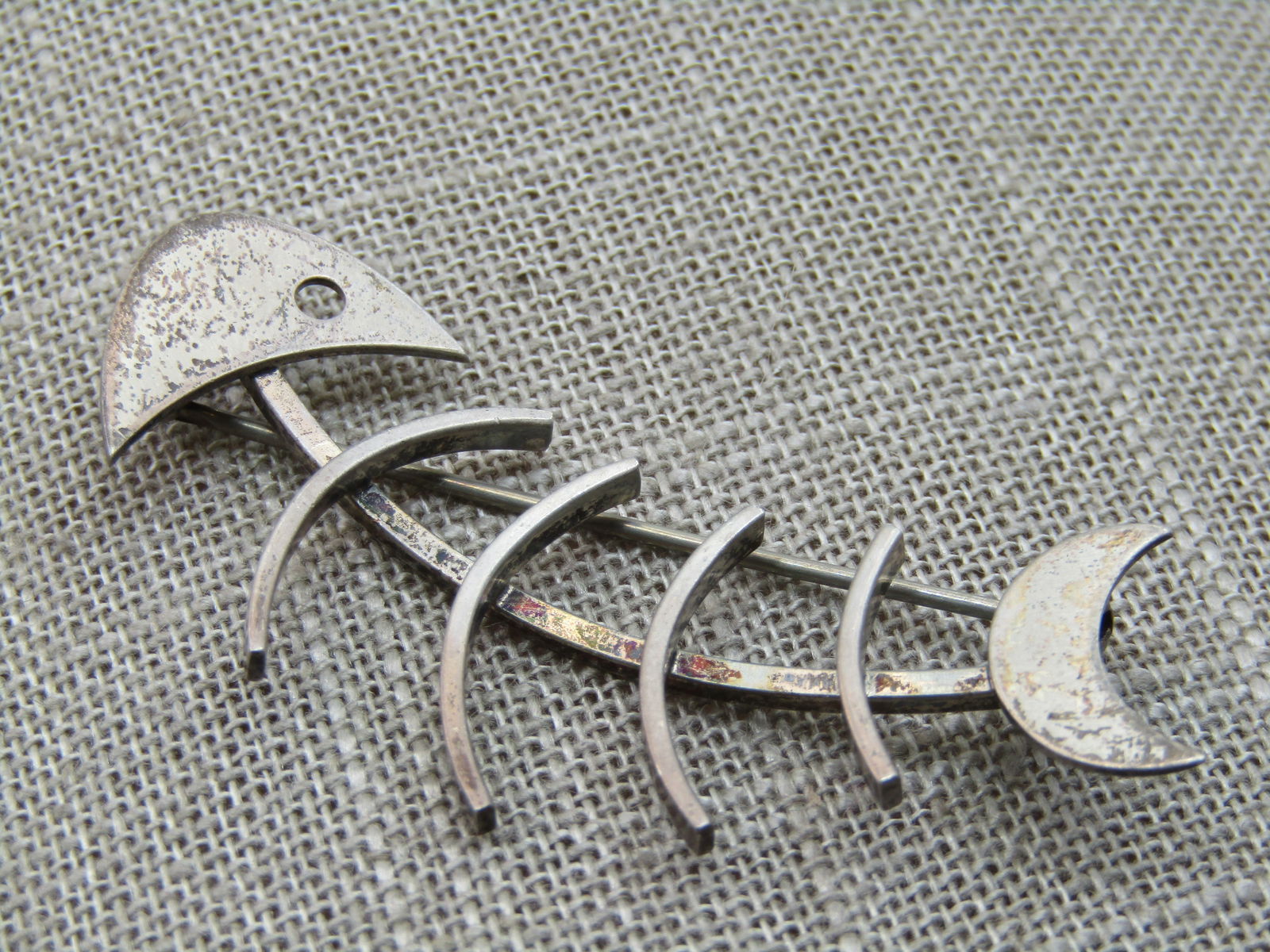 Vintage Beau Sterling Fish Skeleton Brooch, 1960's, 2.25" - 3