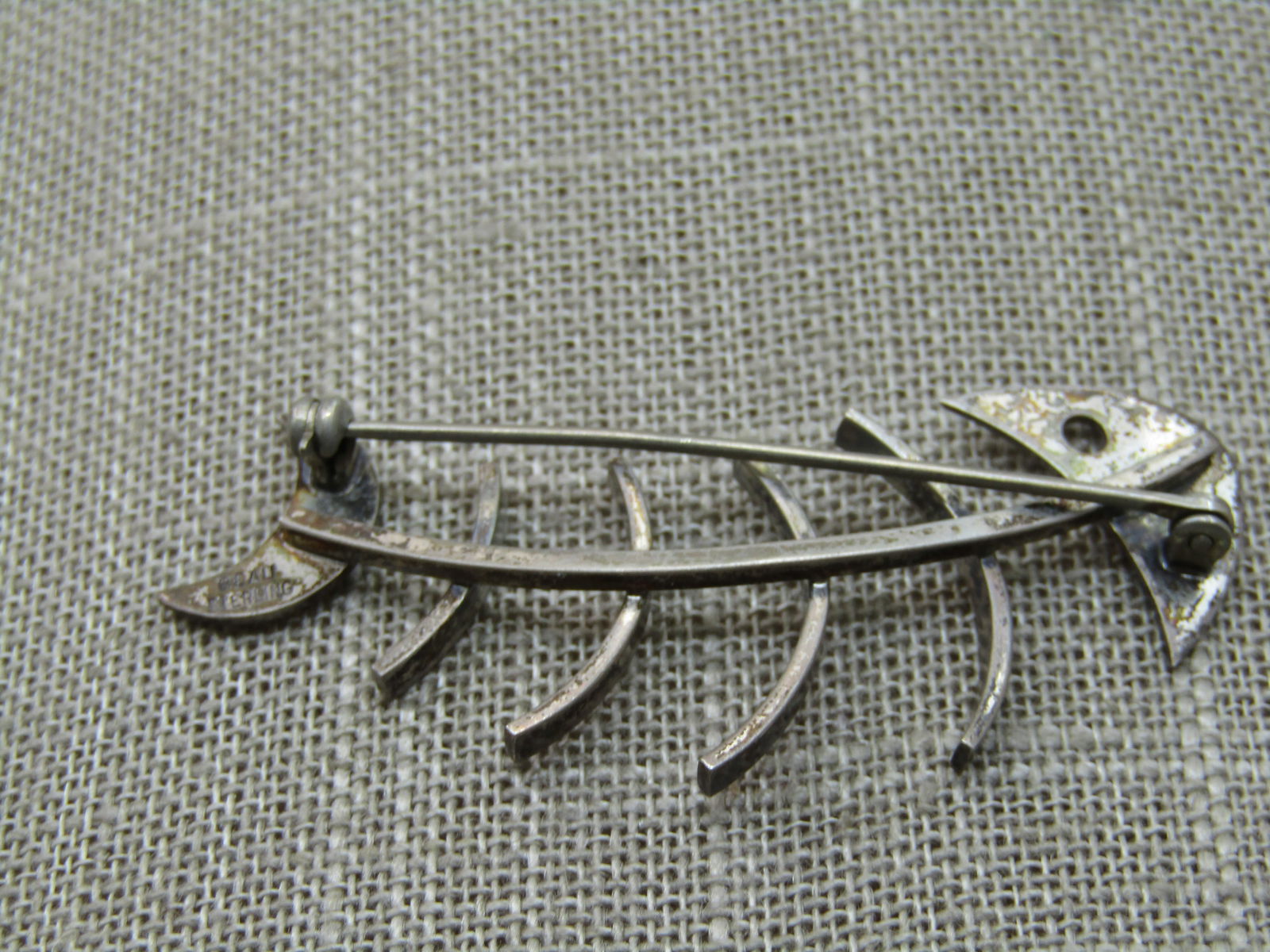 Vintage Beau Sterling Fish Skeleton Brooch, 1960's, 2.25" - 4