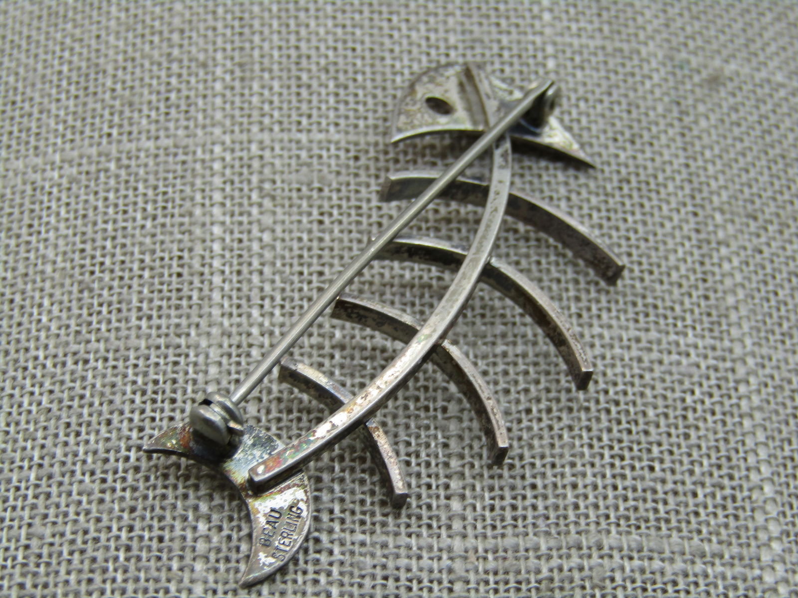 Vintage Beau Sterling Fish Skeleton Brooch, 1960's, 2.25" - 5