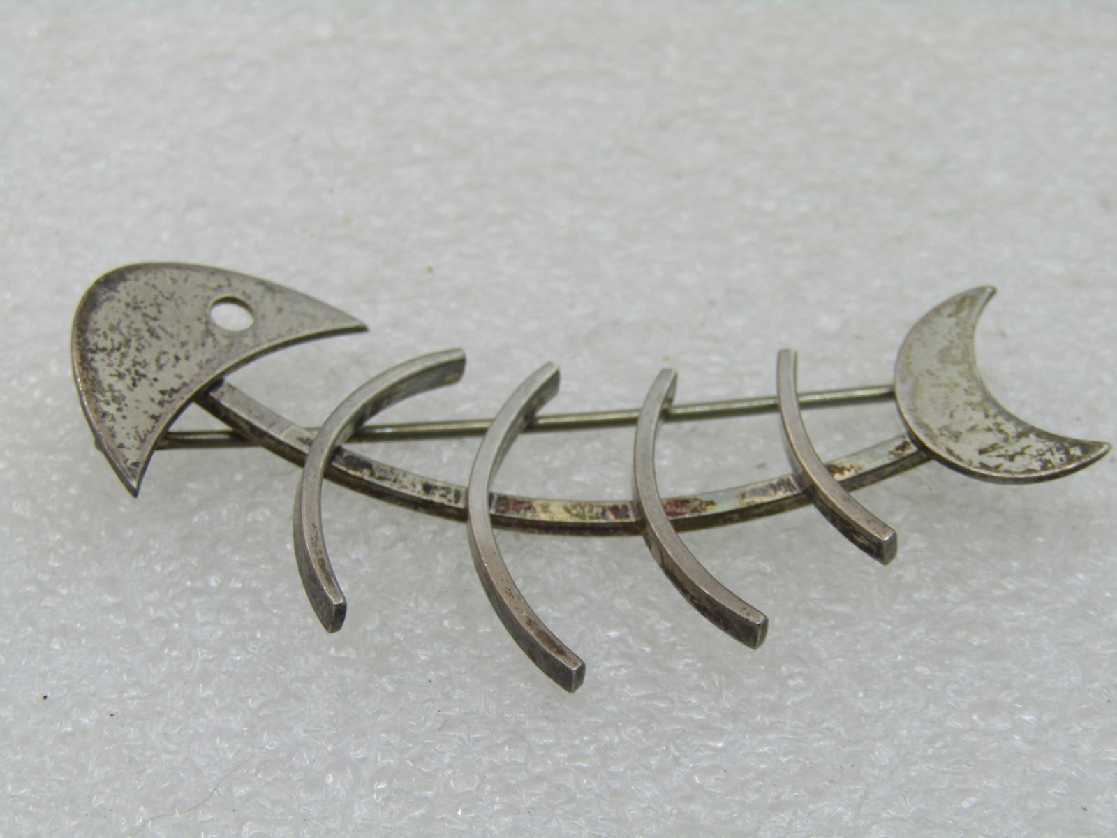 Vintage Beau Sterling Fish Skeleton Brooch, 1960's, 2.25" - 7