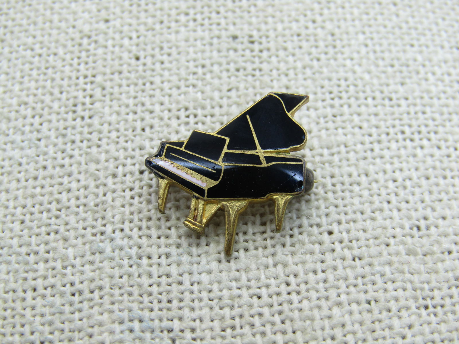 3 Pins/Tacs, Inlaid Butterfly, Piano, Red Stud, Gold Tone, 1960's-1980's - 3