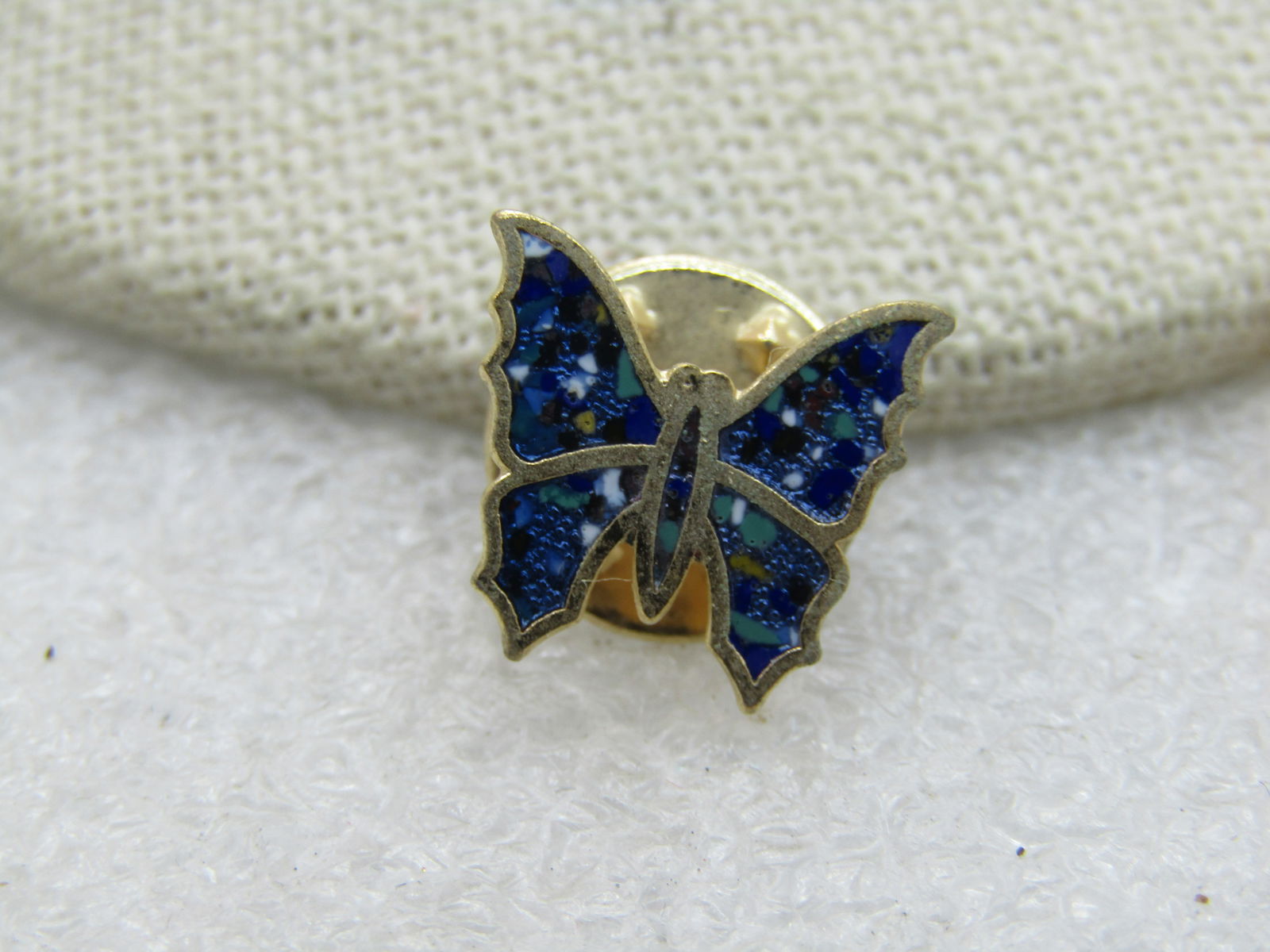 3 Pins/Tacs, Inlaid Butterfly, Piano, Red Stud, Gold Tone, 1960's-1980's - 4