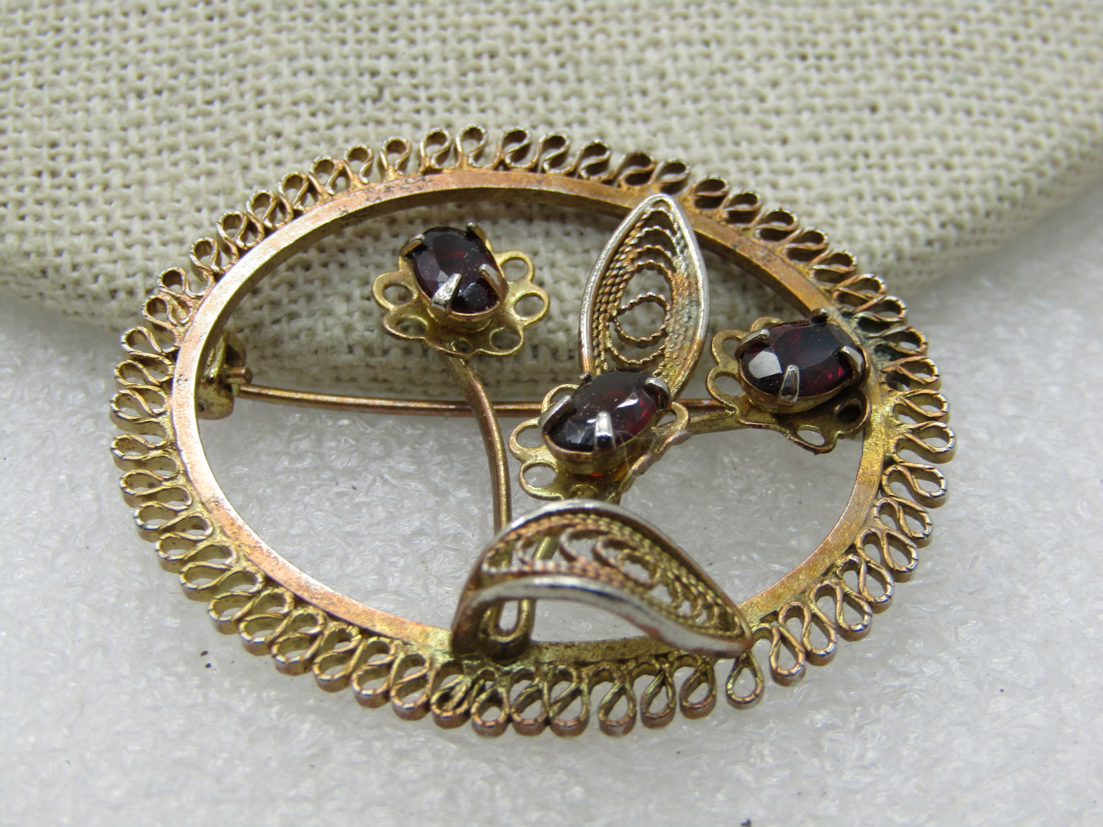 Vintage Filigree Purple Rhinestone Floral Brooch, 1960's, Oval, 1.5" - 4