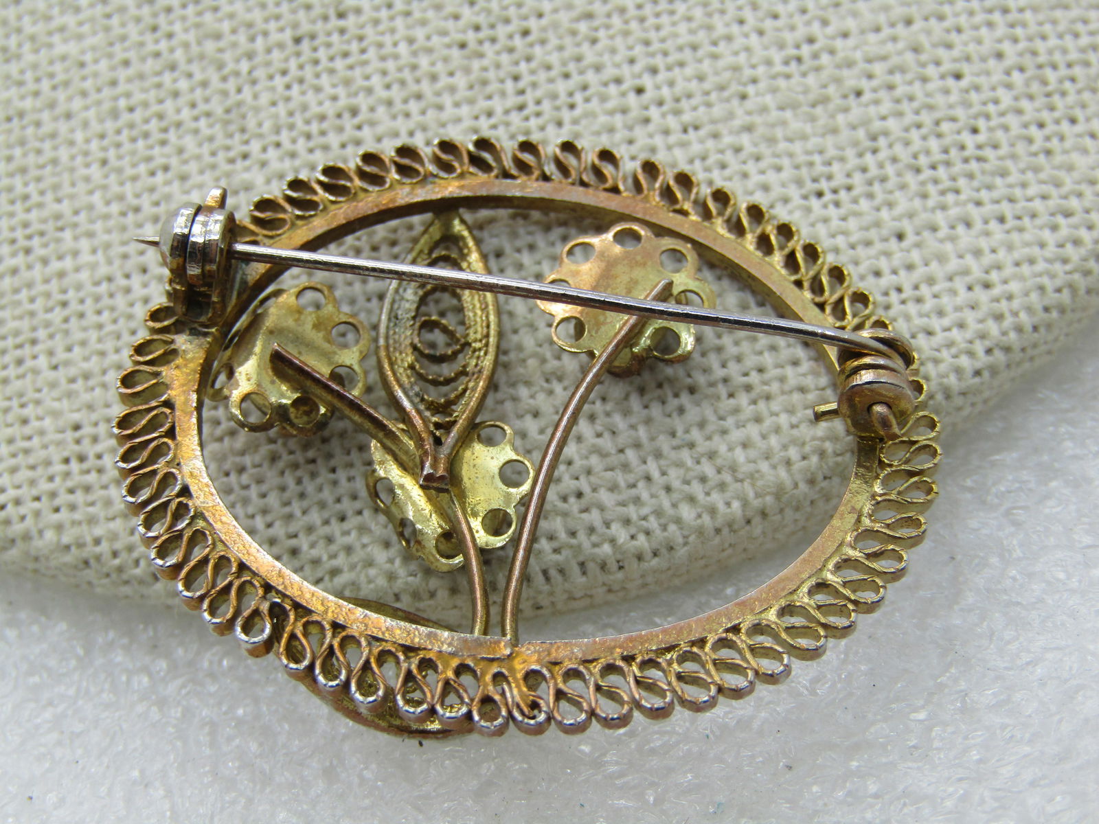 Vintage Filigree Purple Rhinestone Floral Brooch, 1960's, Oval, 1.5" - 5