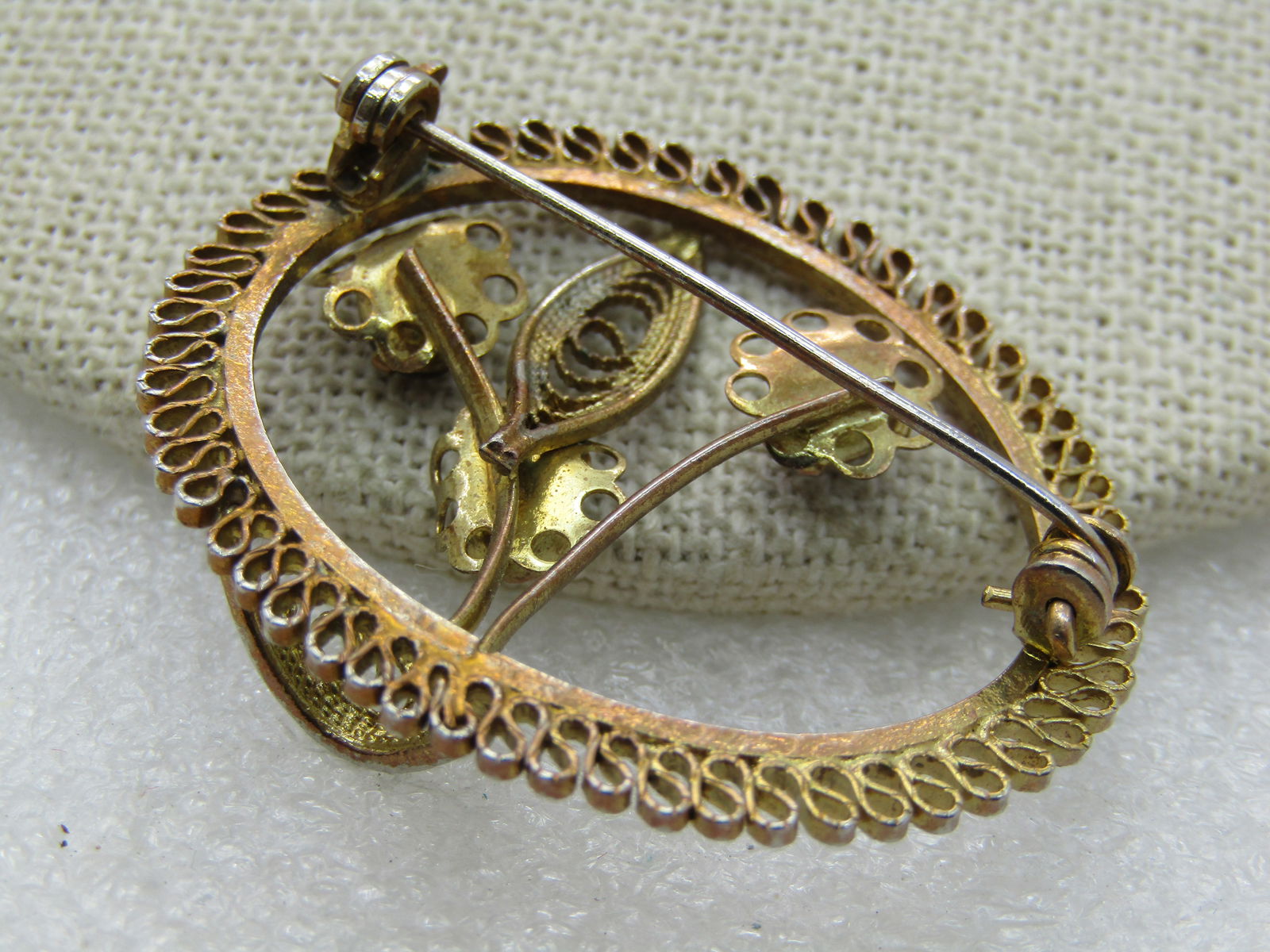 Vintage Filigree Purple Rhinestone Floral Brooch, 1960's, Oval, 1.5" - 6