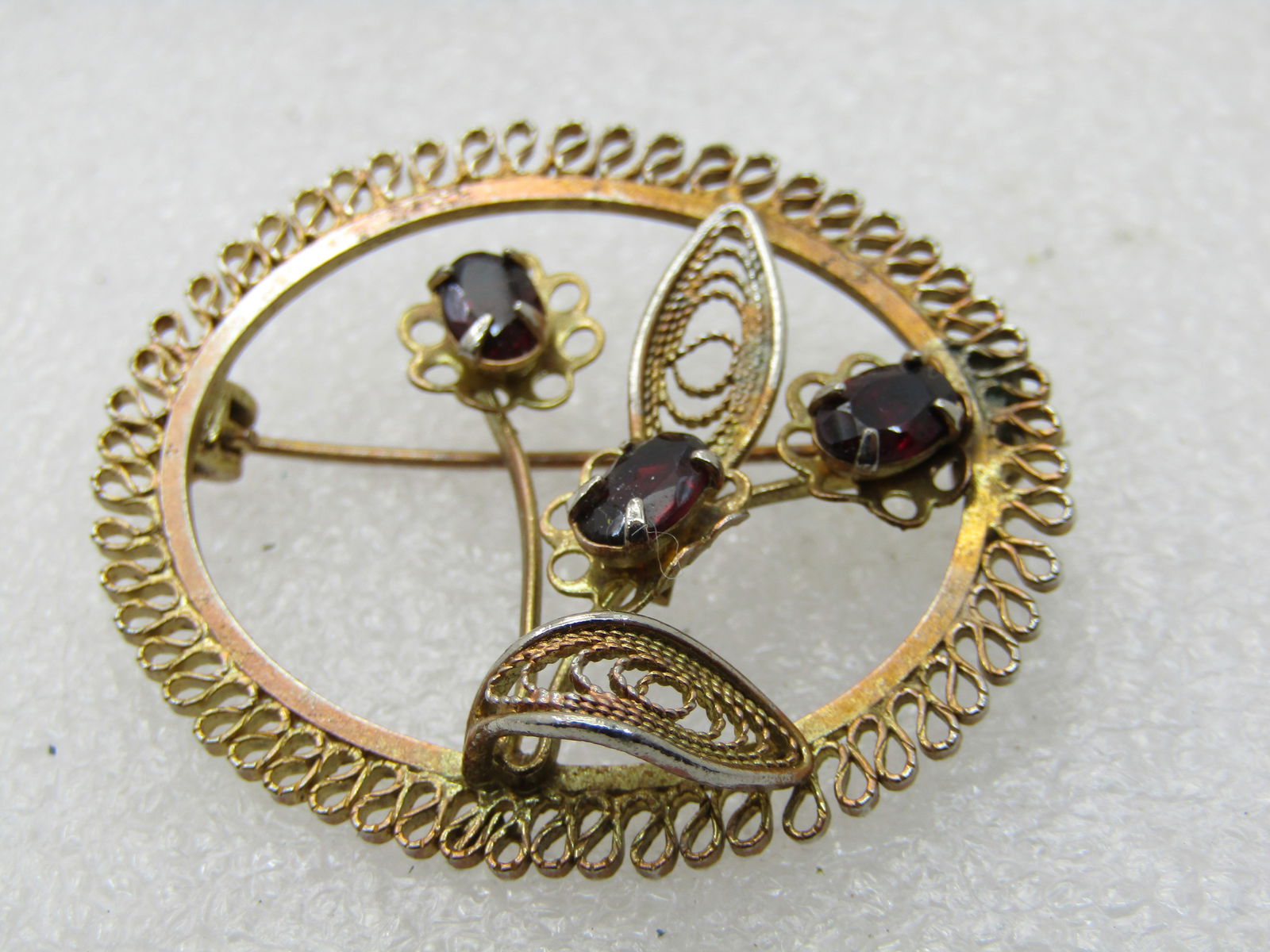 Vintage Filigree Purple Rhinestone Floral Brooch, 1960's, Oval, 1.5" - 7