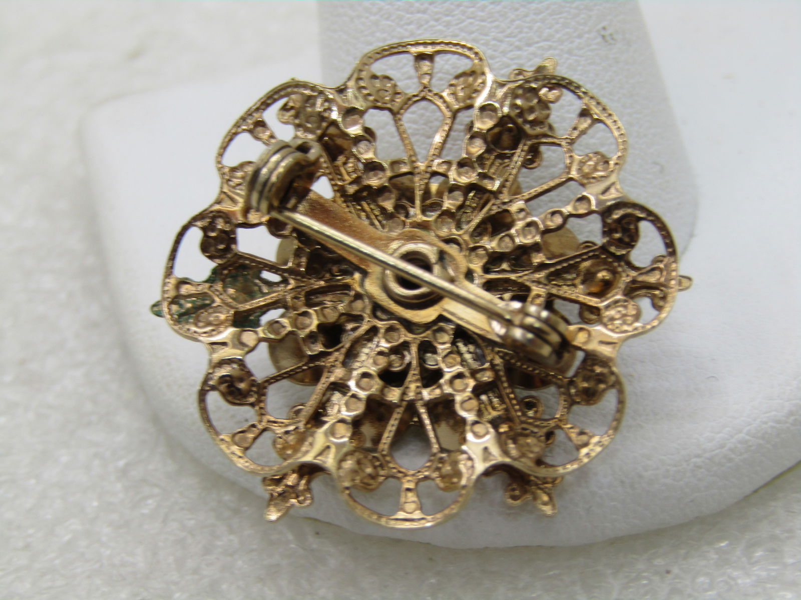 Vintage Purple and Clear Rhinestone Brooch, Fleur-de-Lis Accents, Victorian themed 1" NL - 5