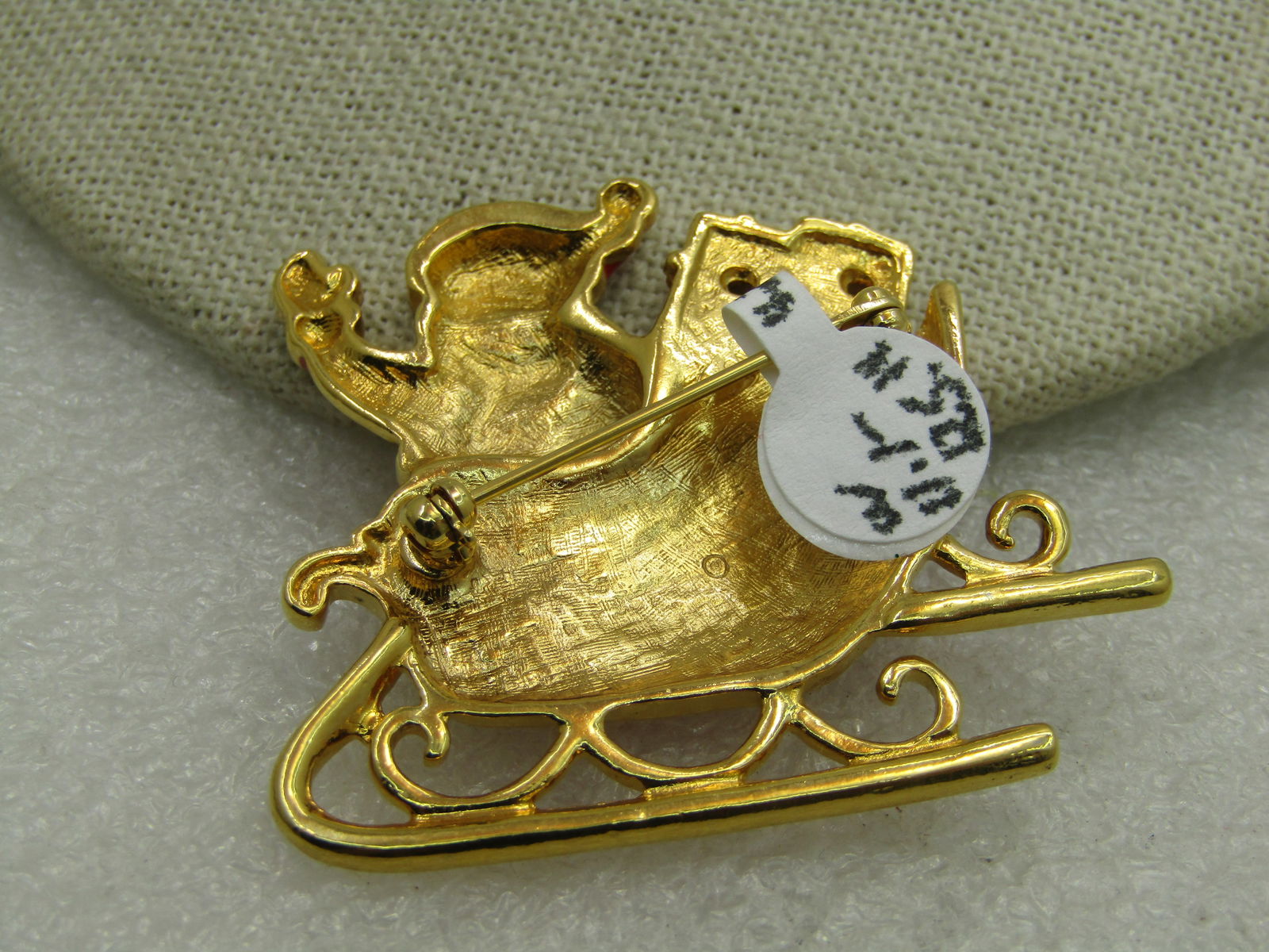 Vintage Avon Enameled Santa & Sleigh Brooch 2" and 1.75" tall - 5