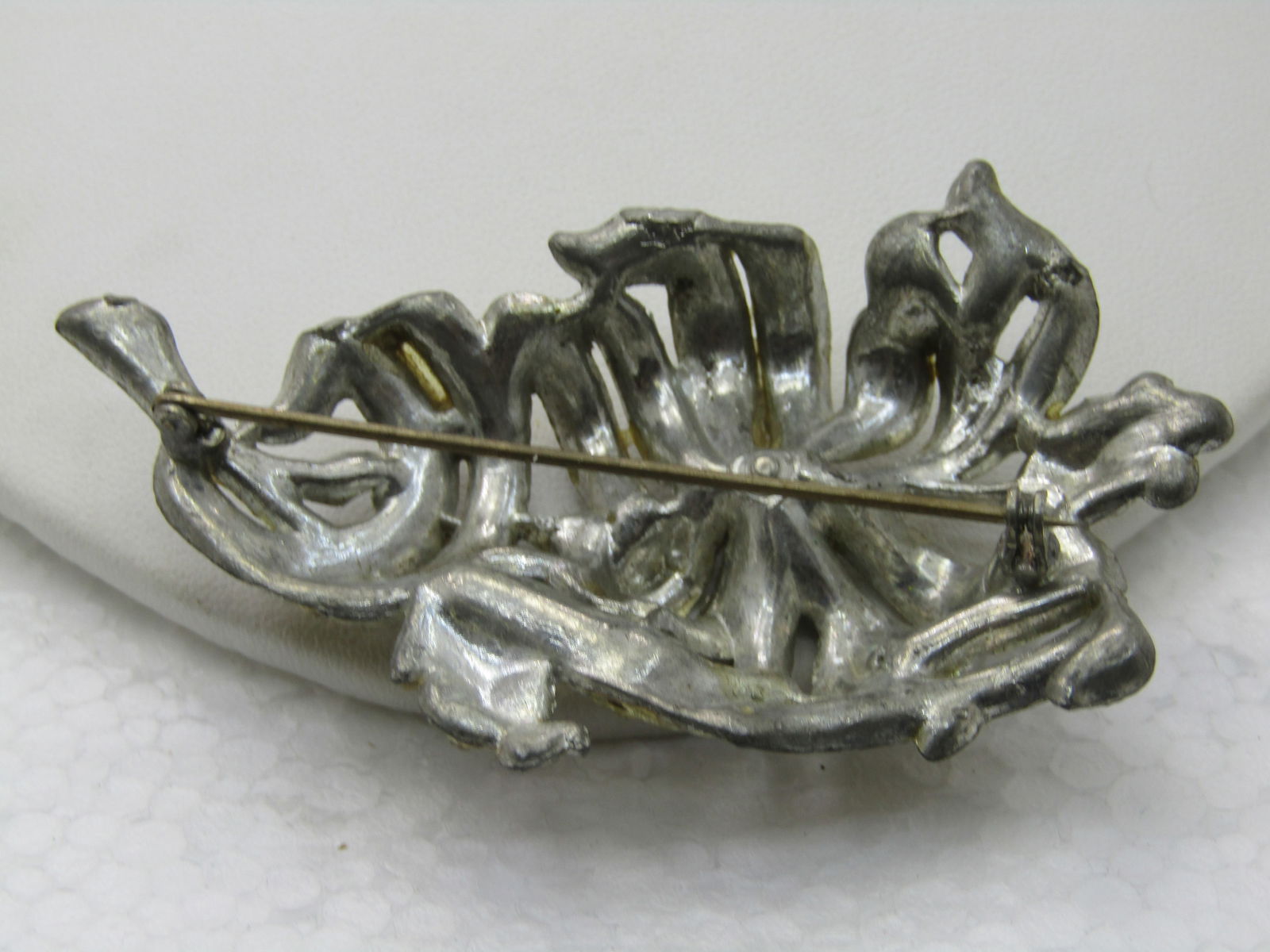 Vintage 1930's Art Deco Rhinestone Brooch, Pot Metal, 3" - 4