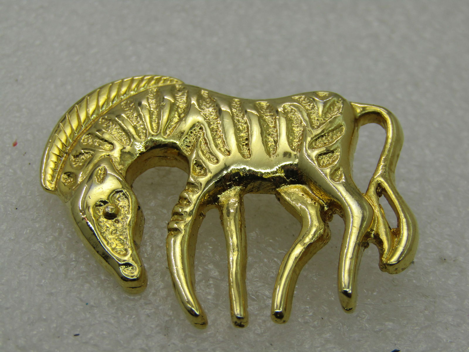 Vintage Zebra Gold Tone Brooch, 1980's, 1.5" - 2