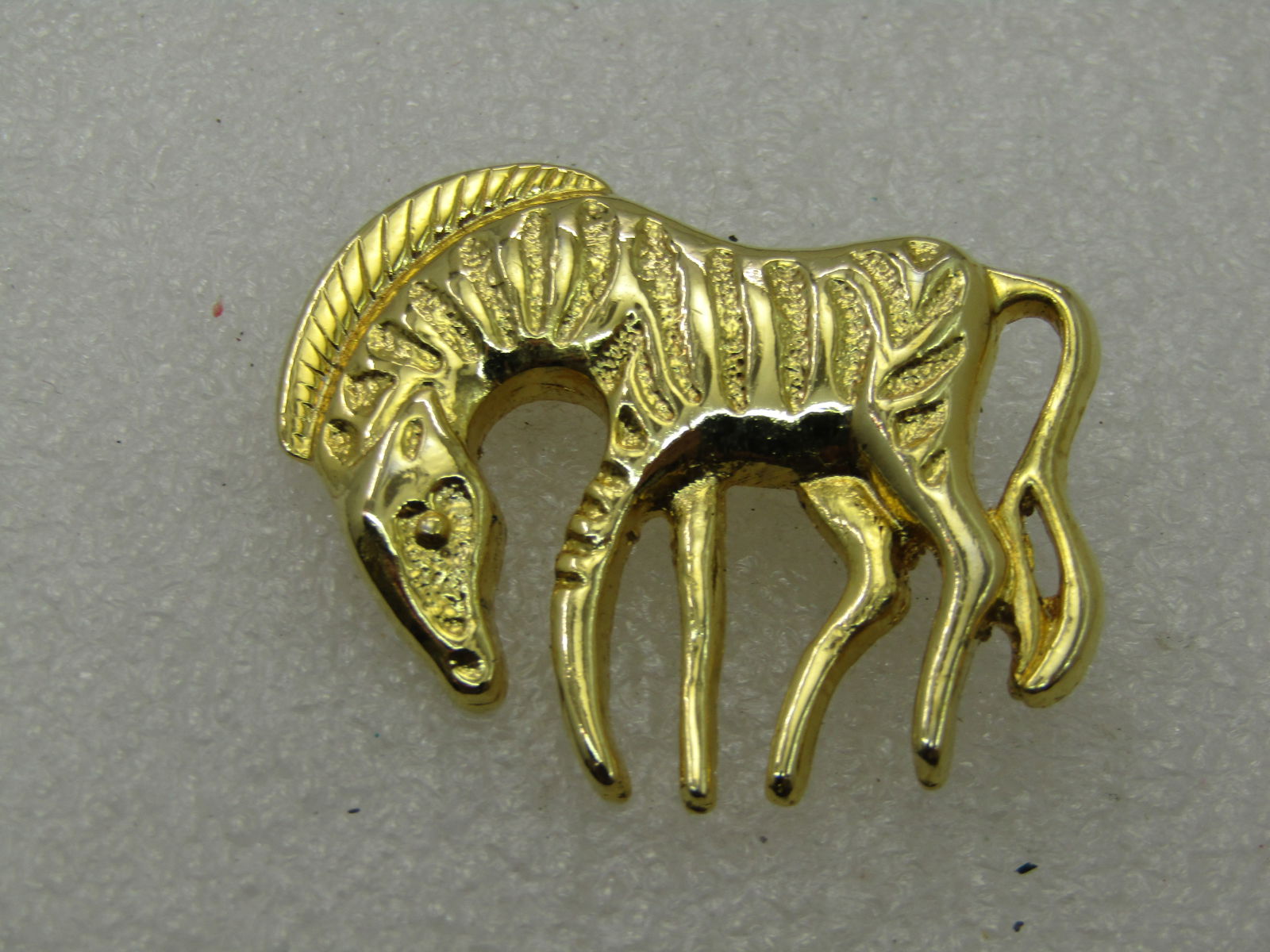 Vintage Zebra Gold Tone Brooch, 1980's, 1.5" - 3