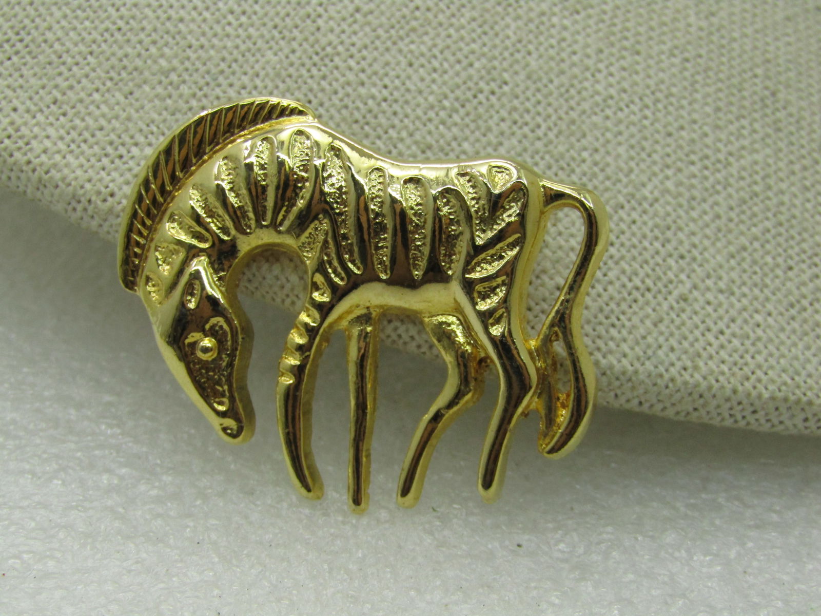 Vintage Zebra Gold Tone Brooch, 1980's, 1.5" - 4