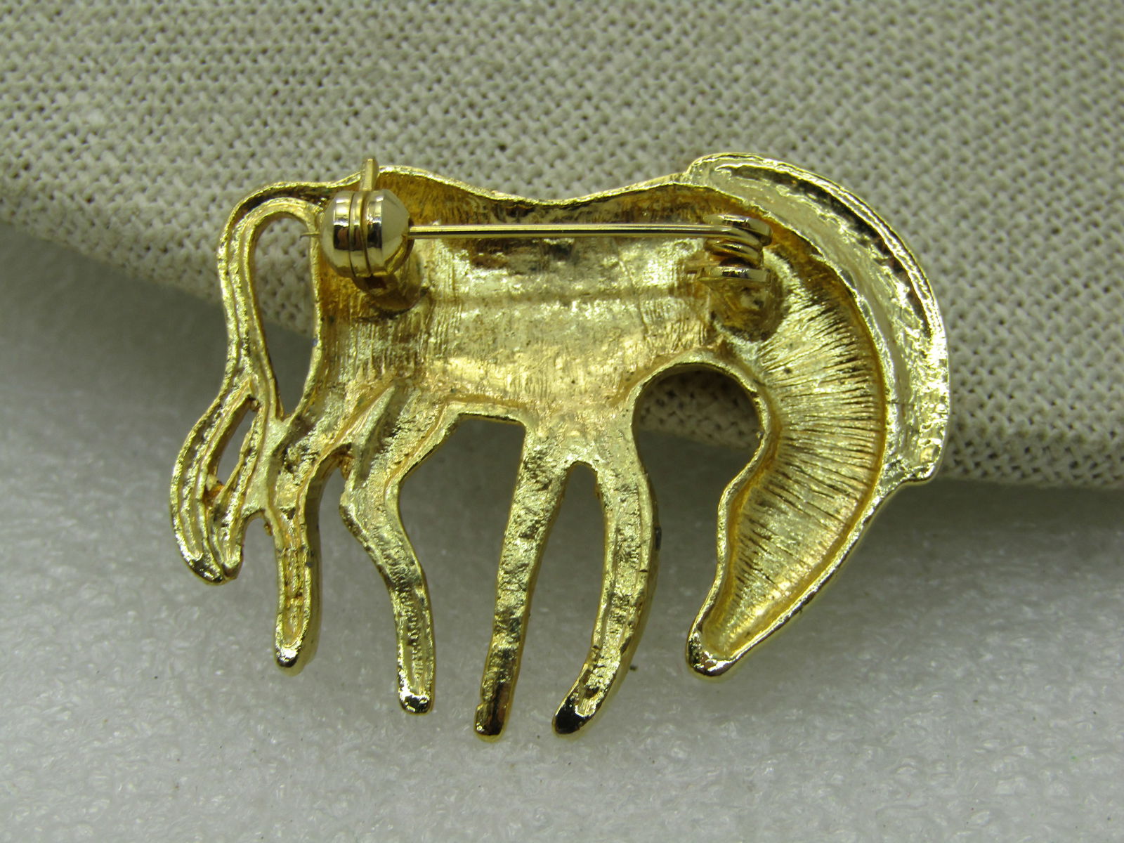 Vintage Zebra Gold Tone Brooch, 1980's, 1.5" - 5