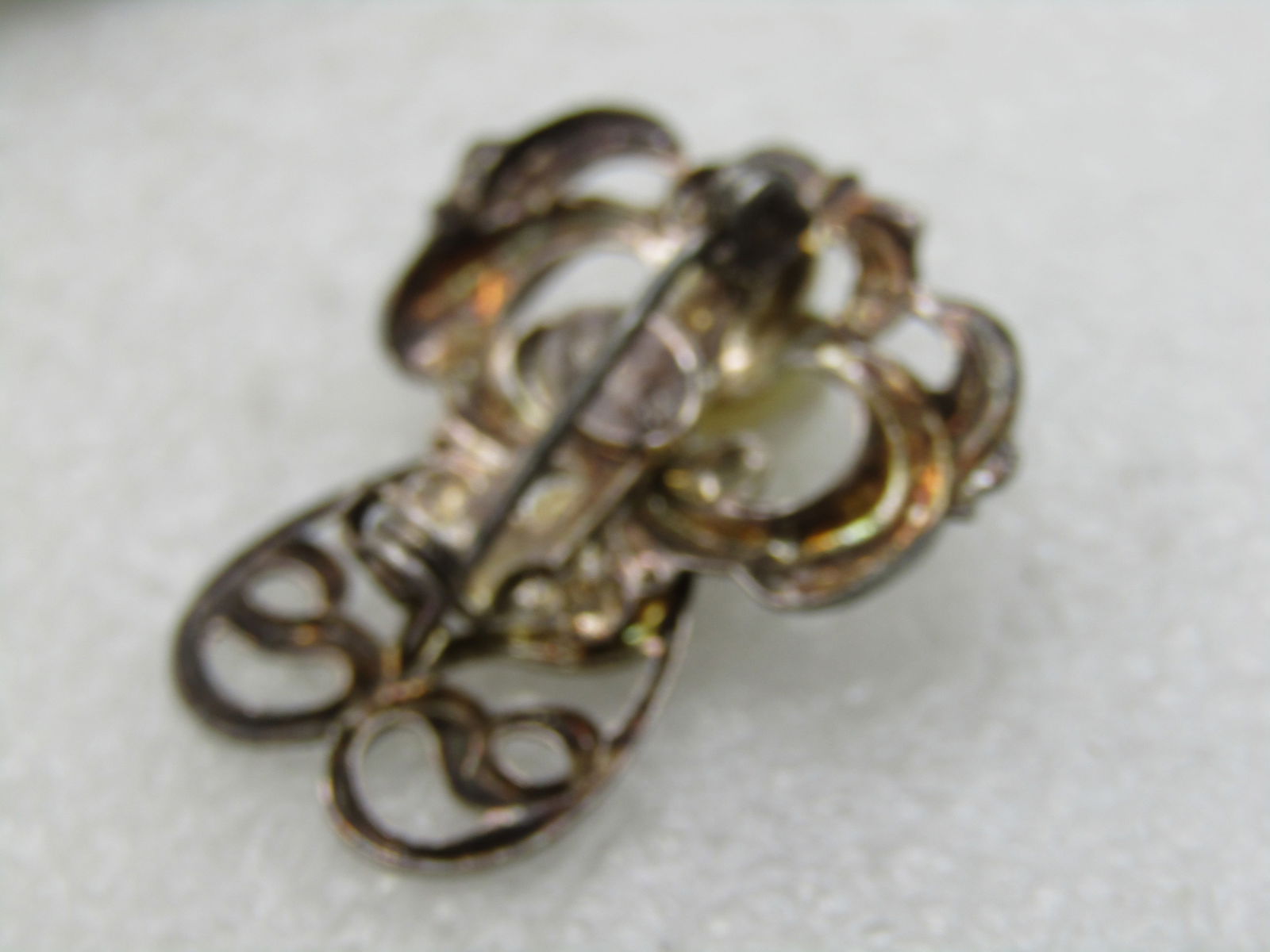 Vintage Angel Brooch Signed Jane with Faux Pearl Red Heart - 4