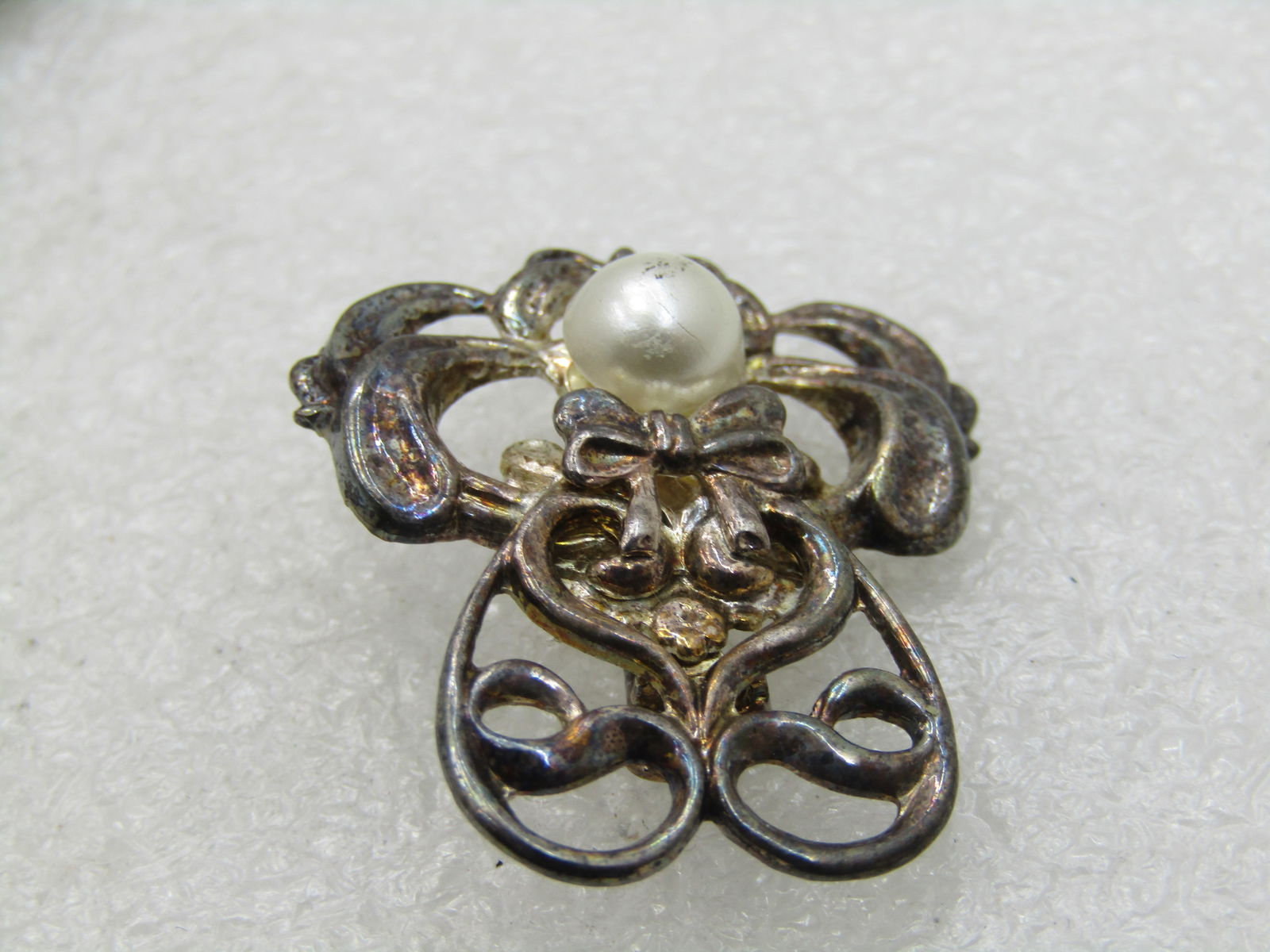 Vintage Angel Brooch Signed Jane with Faux Pearl Red Heart - 5