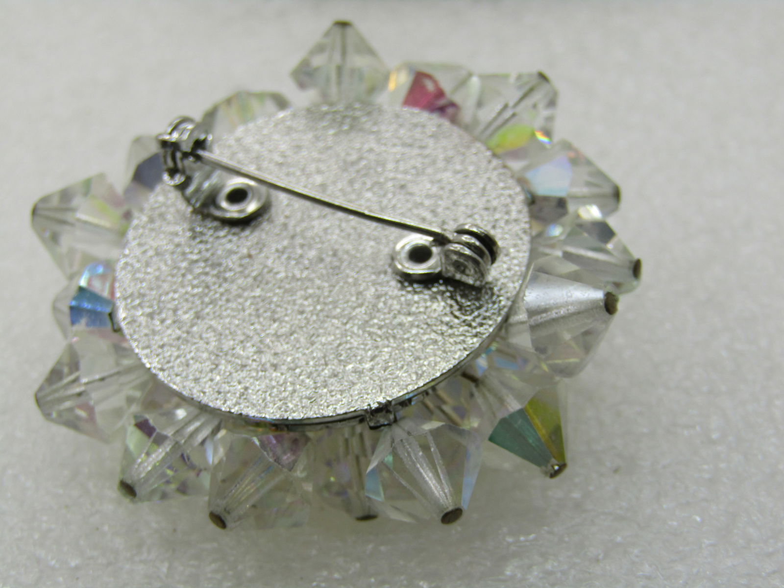 Vintage Aurora Borealis Crystal Brooch, 1.75" - 5