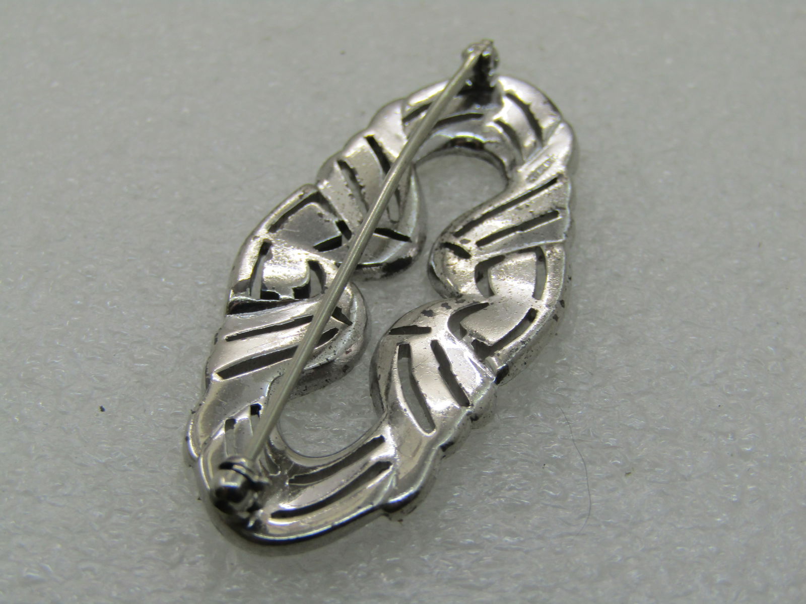 Vintage Sterling Marcasite Open Brooch, 2" - 7