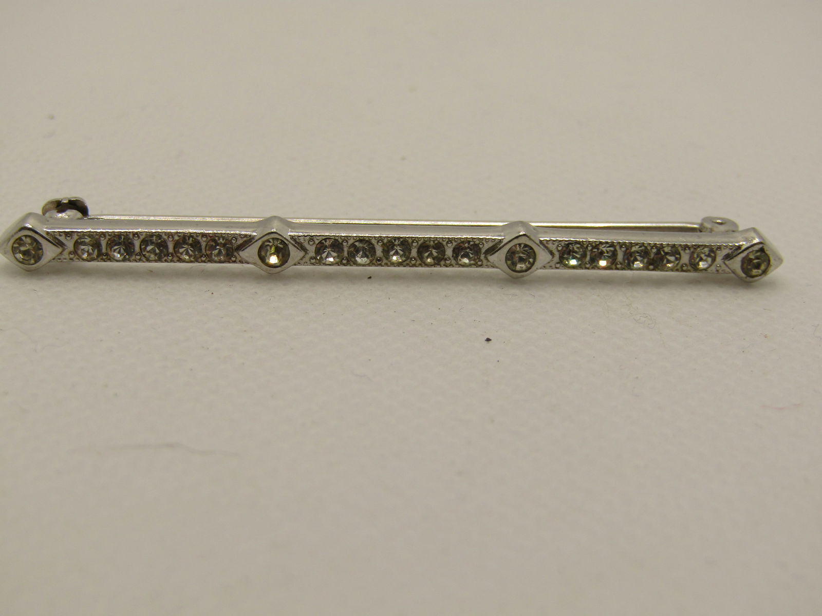 Vintage 10kt Plated Art Deco Themed Rhinestone Brooch, 2.25" - 4