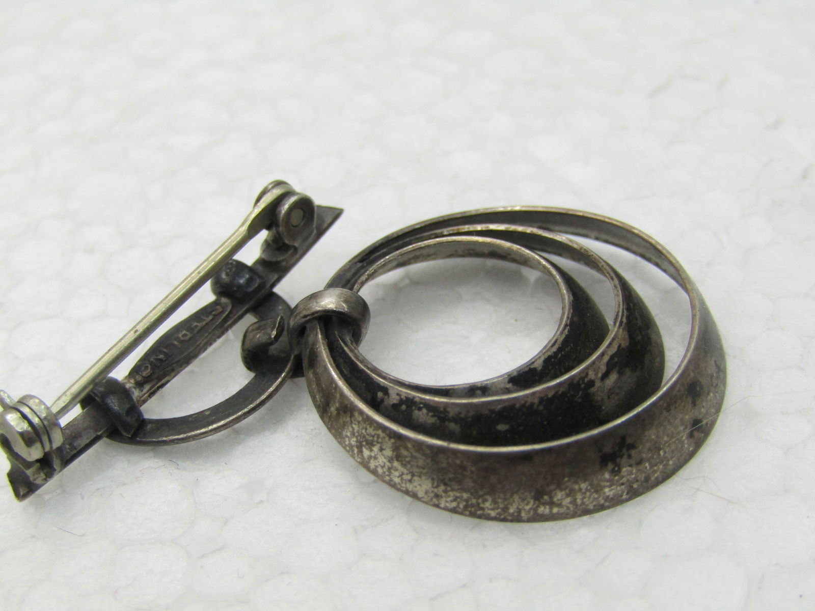 Vintage Sterling Bar & Circle Brooch, 1920's-1940's, 4.64 gr. - 3