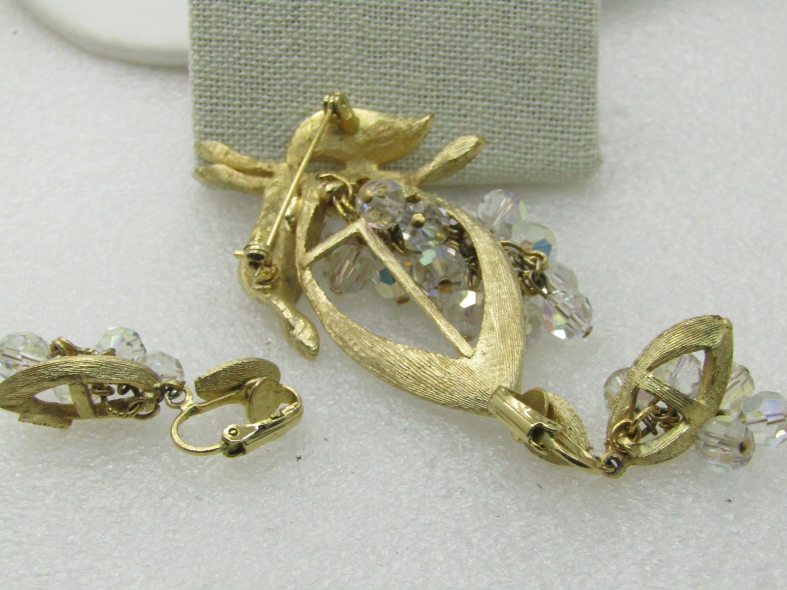 Vintage LJM Crystal Brooch & Earrings Set, 1960's. Laurentian Jewelry Mfg, Montreal - 6