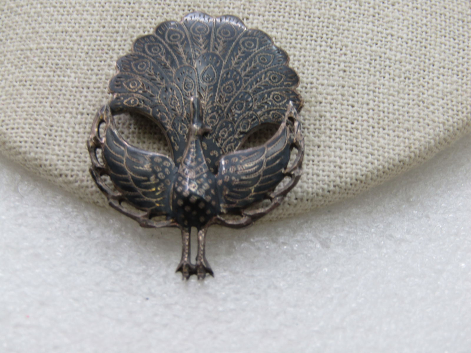 Vintage Sterling Siam Peacock Hinged Brooch, 1940's-1950's, 2" - 4