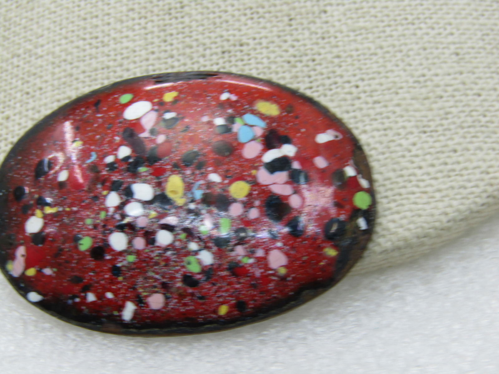 Vintage Enameled Copper Speckled Brooch, 1960's, 2" - 4