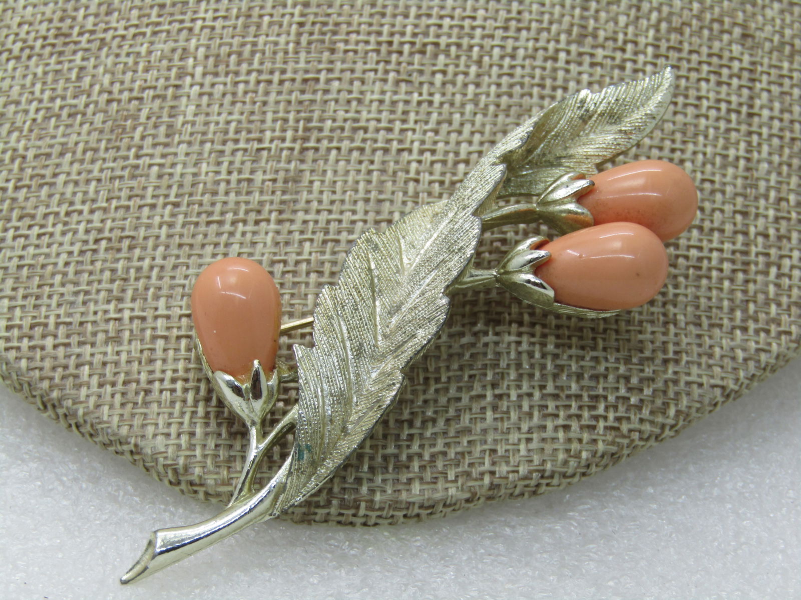 Vintage Leaf With Orange Berries Brooch, Sarah Coventry, 1960's-1970's - 2