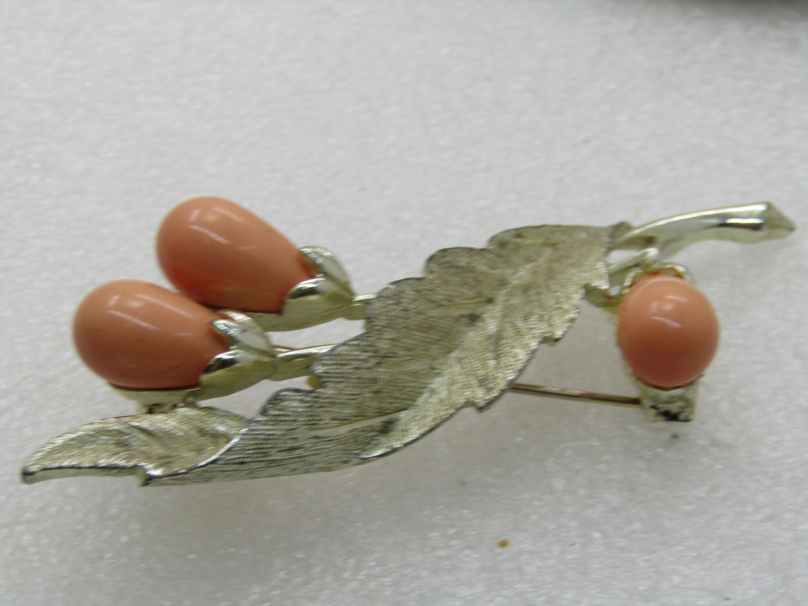 Vintage Leaf With Orange Berries Brooch, Sarah Coventry, 1960's-1970's - 6