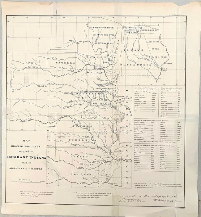 1860 Government Map of Lands of Emigrant Indians -- Map Showing the Lands Assigned to Emigrant (1 of 1)