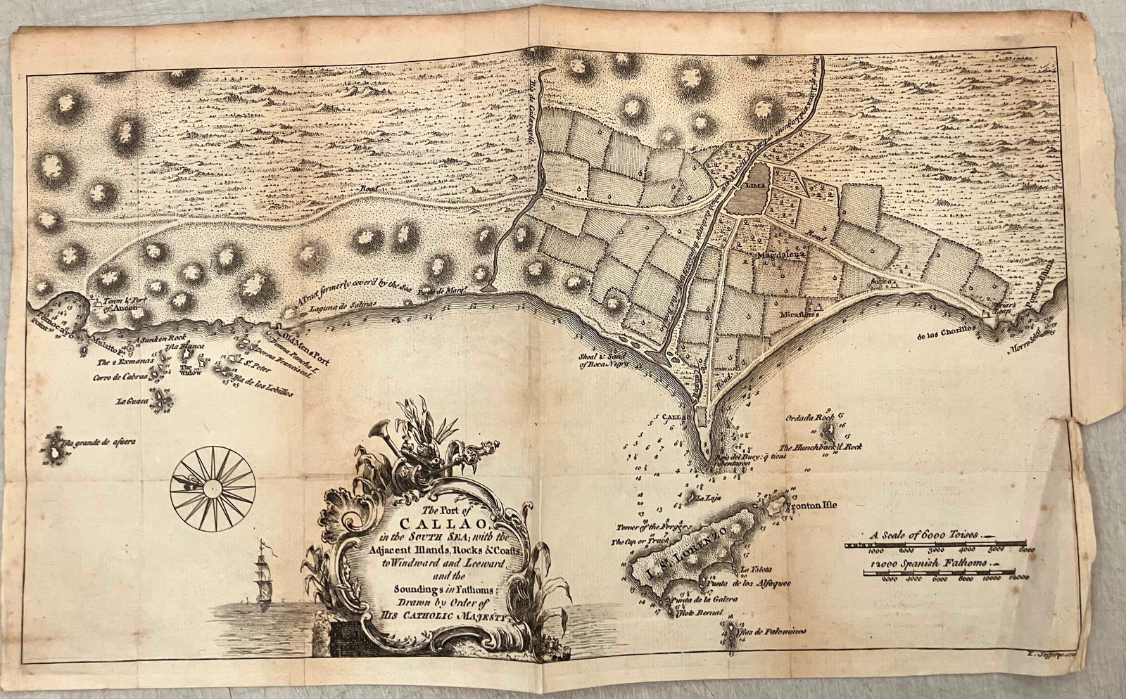 1753 Jefferys Map of Lima, Peru -- The Port of Callao, in the South Sea; with the Adjacent Islands, (1 of 1)