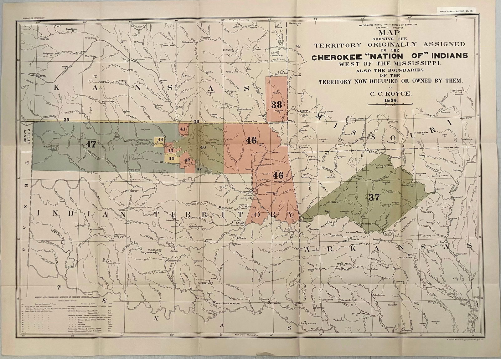 1884 Royce Map of Cherokee Nation West of Mississippi -- Map Showing the Territory Originally (1 of 1)