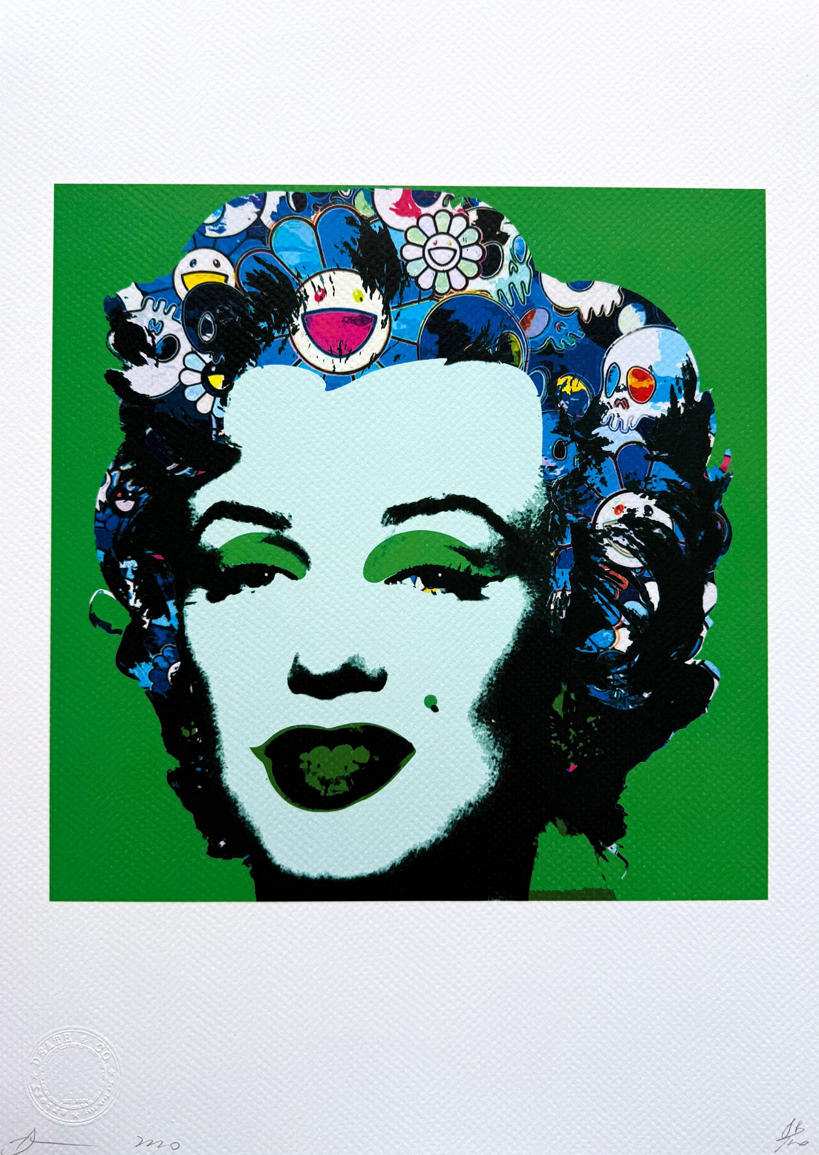 Death NYC Marilyn Monroe Murakami: Title:Death NYC Marilyn Monroe Murakami Date/Period:21st Century Materials:Giclee on Fine art 300 gsm paper Size:17 3/4 x 12 1/2 inches Description:Artist: Death NYC, limited edition giclee on paper,